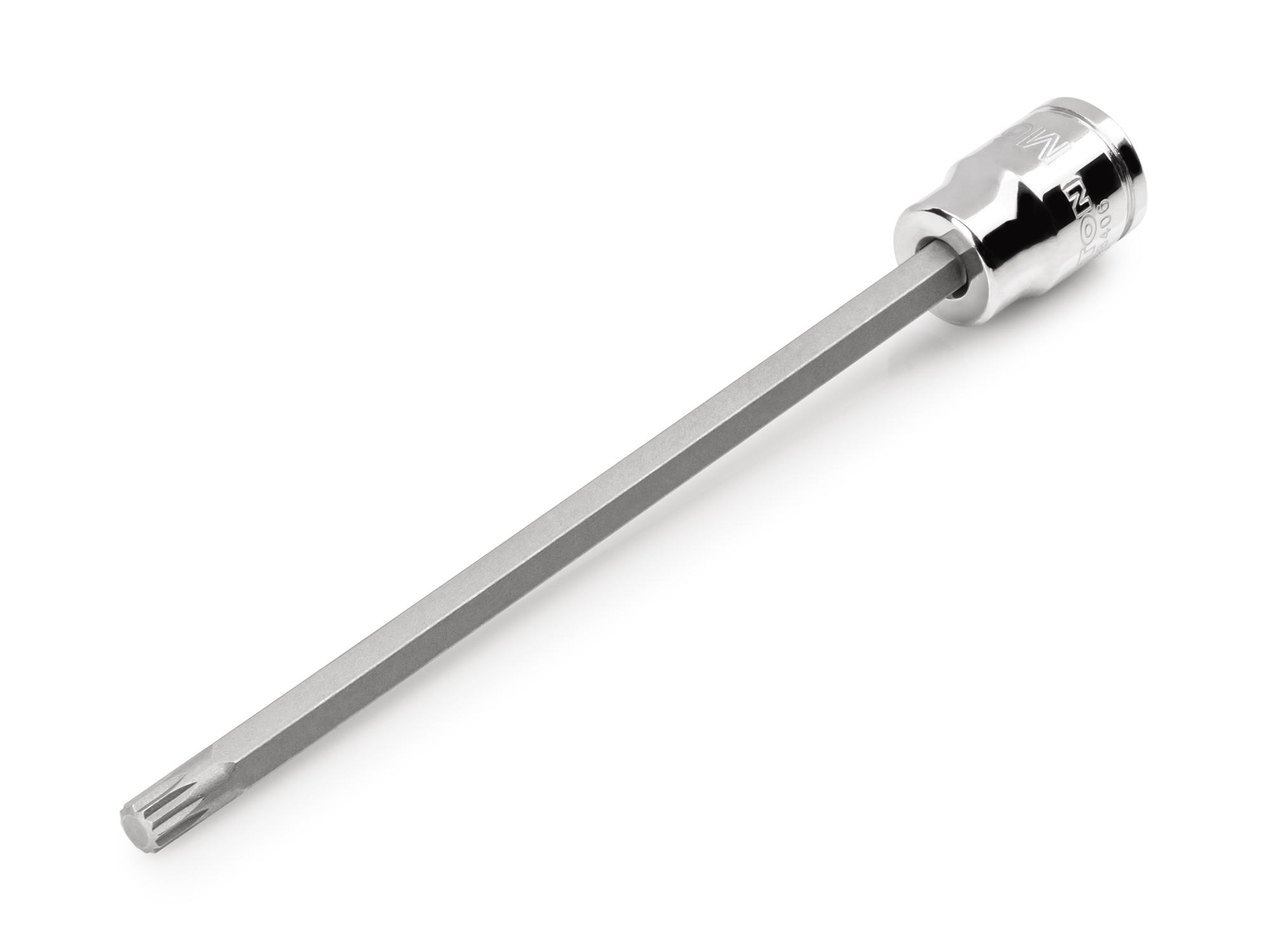 Front-right angle view of Tekton hand drive bit socket. Item #SHB18406