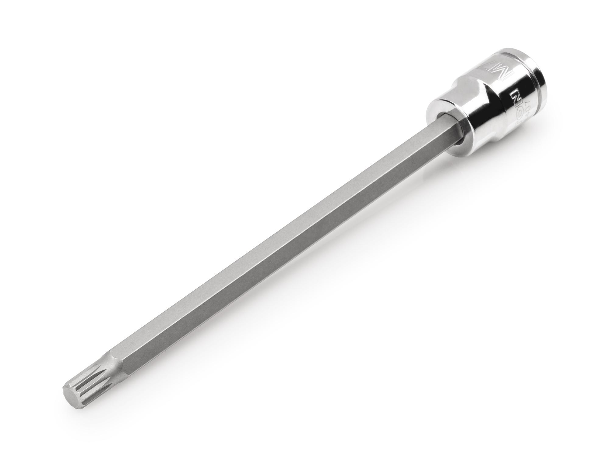 Front-right angle view of Tekton hand drive bit socket. Item #SHB18407