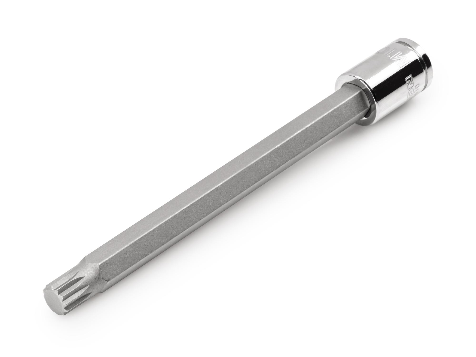 Front-right angle view of Tekton hand drive bit socket. Item #SHB18410