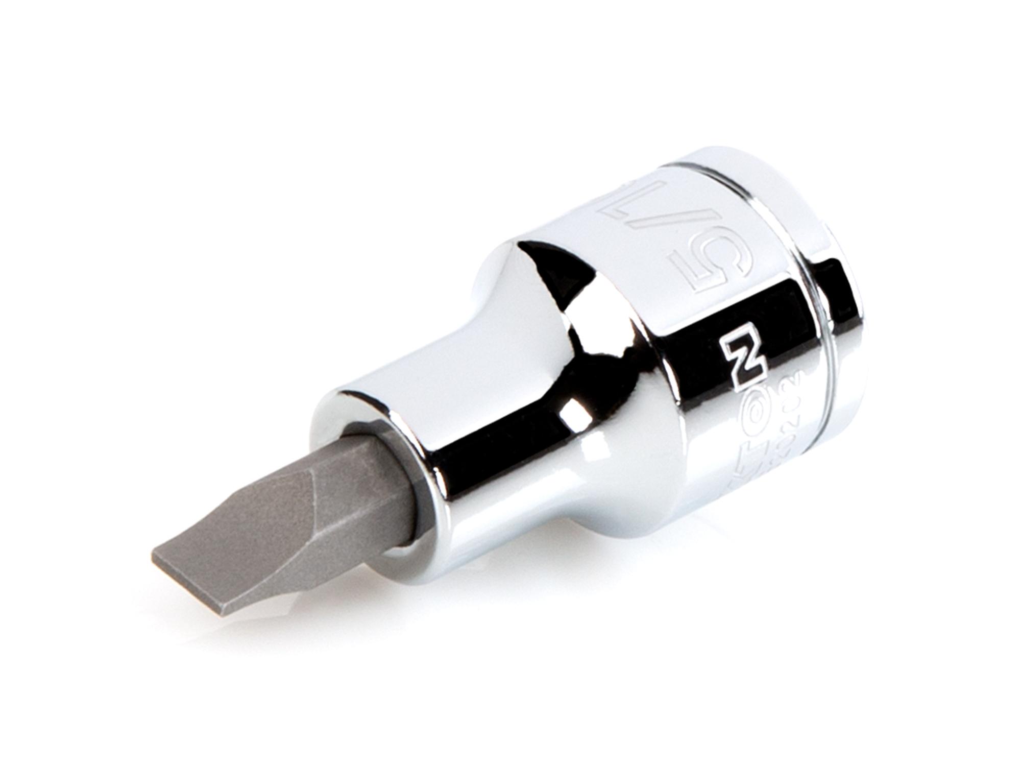 Front-right angle view of Tekton hand drive bit socket. Item #SHB20202