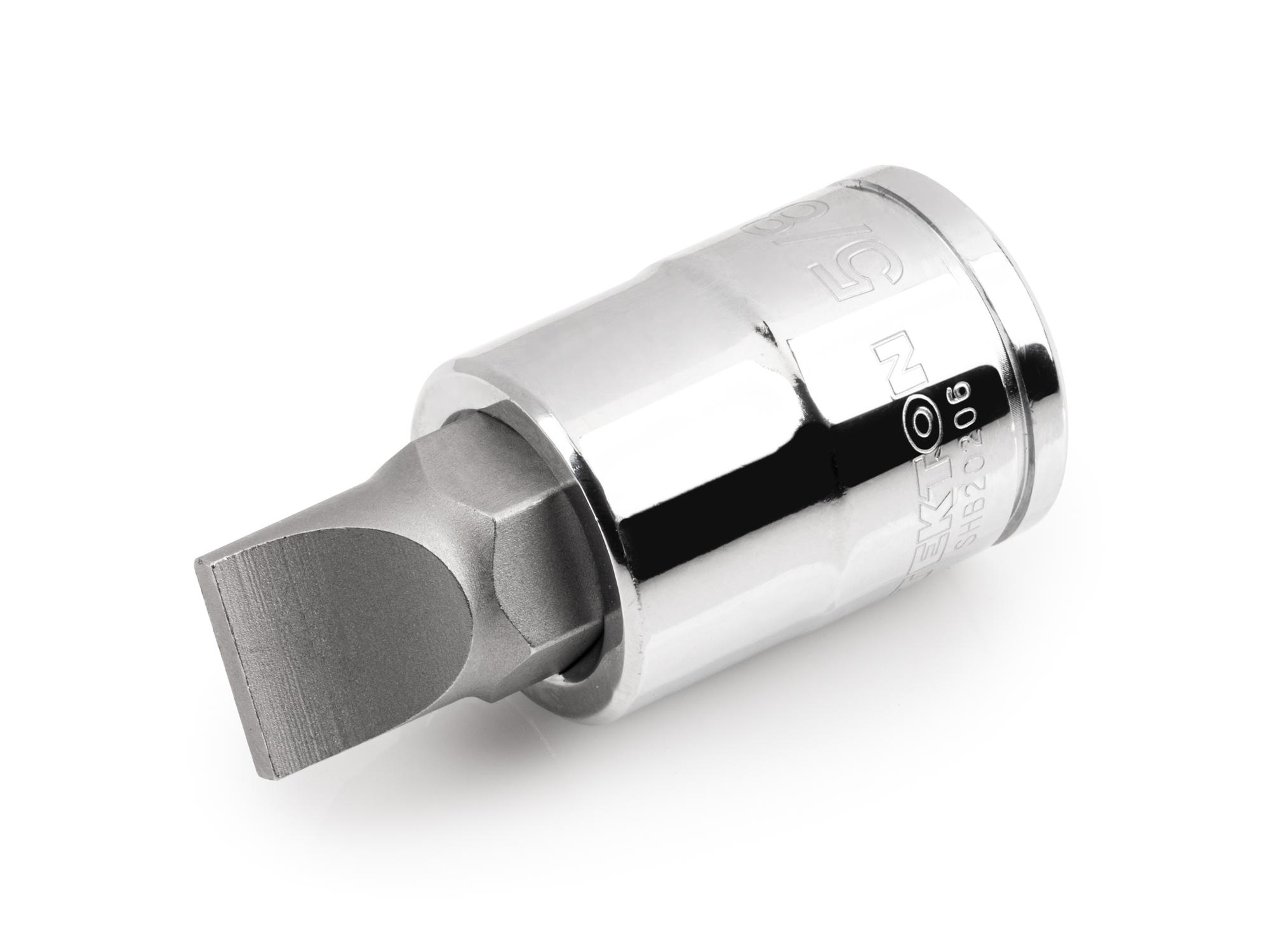 Front-right angle view of Tekton hand drive bit socket. Item #SHB20206
