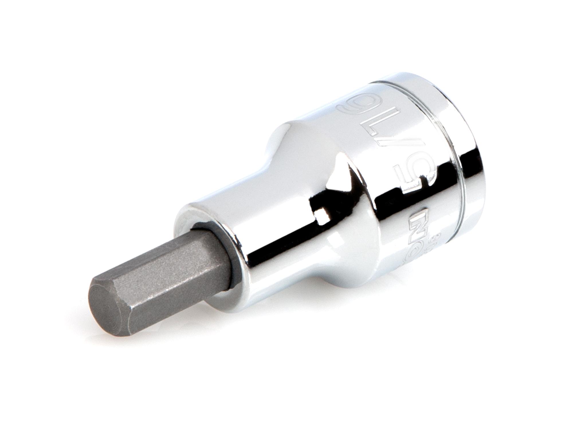 Front-right angle view of Tekton hand drive bit socket. Item #SHB22208