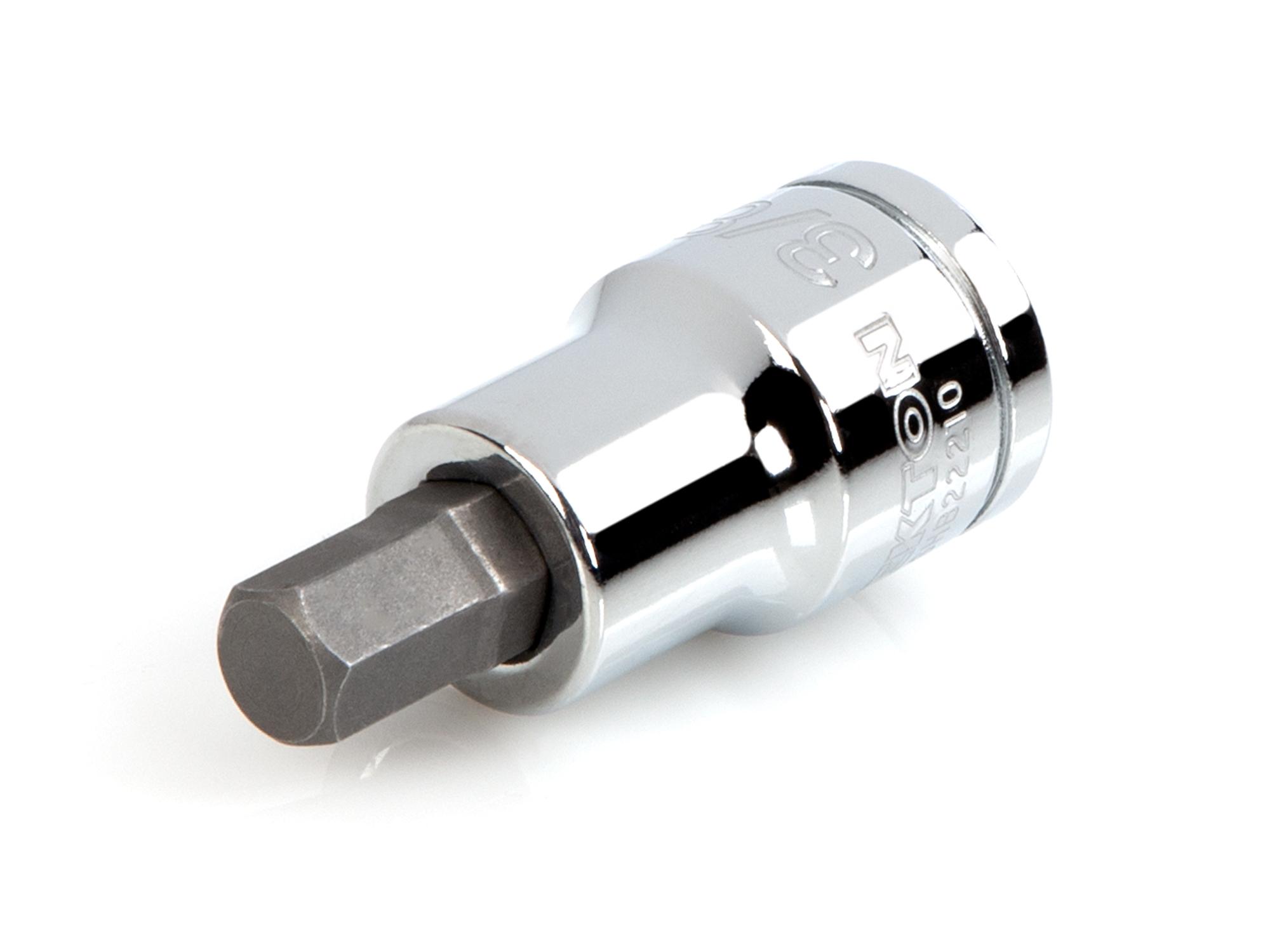Front-right angle view of Tekton hand drive bit socket. Item #SHB22210