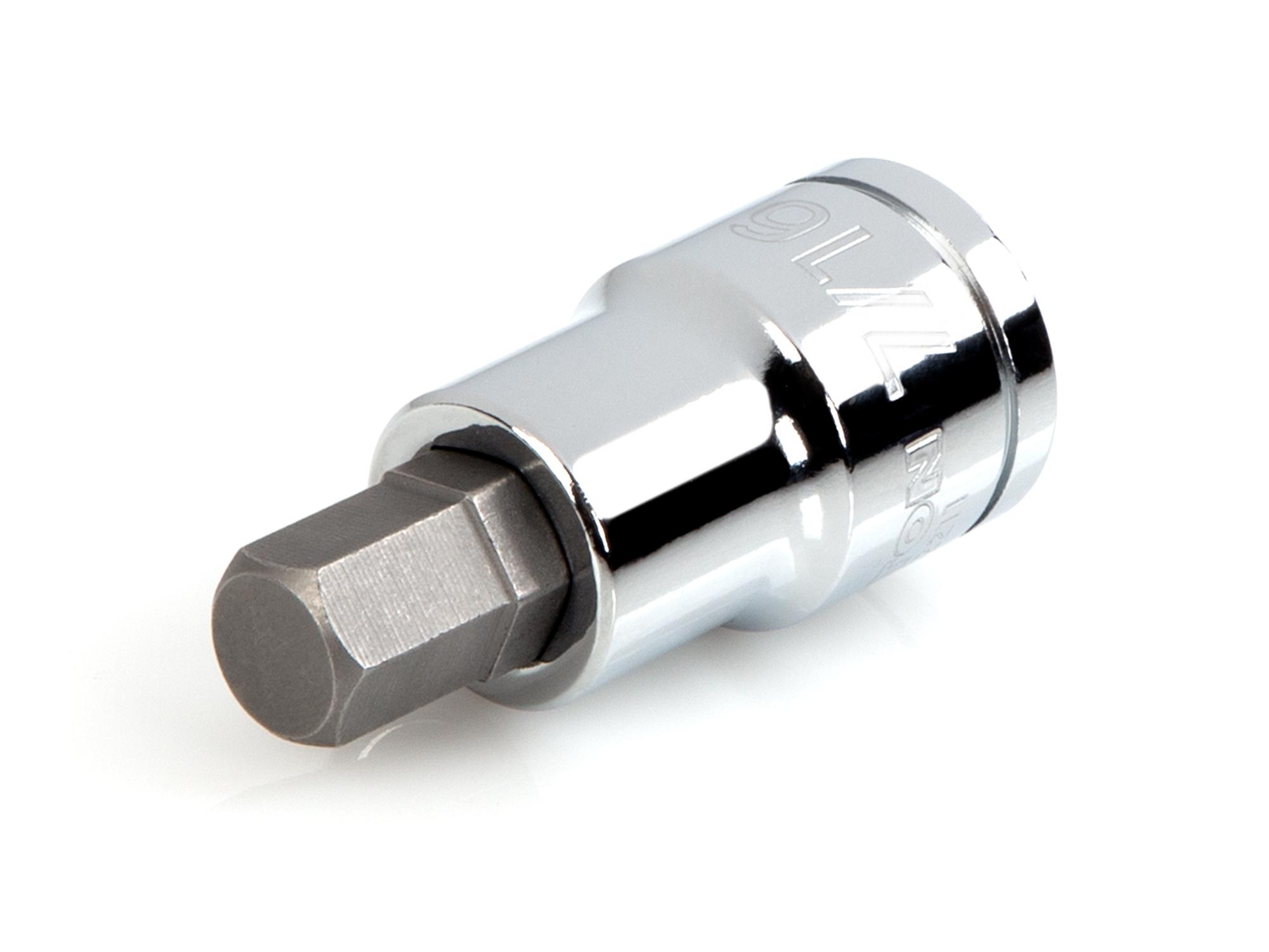 Front-right angle view of Tekton hand drive bit socket. Item #SHB22211