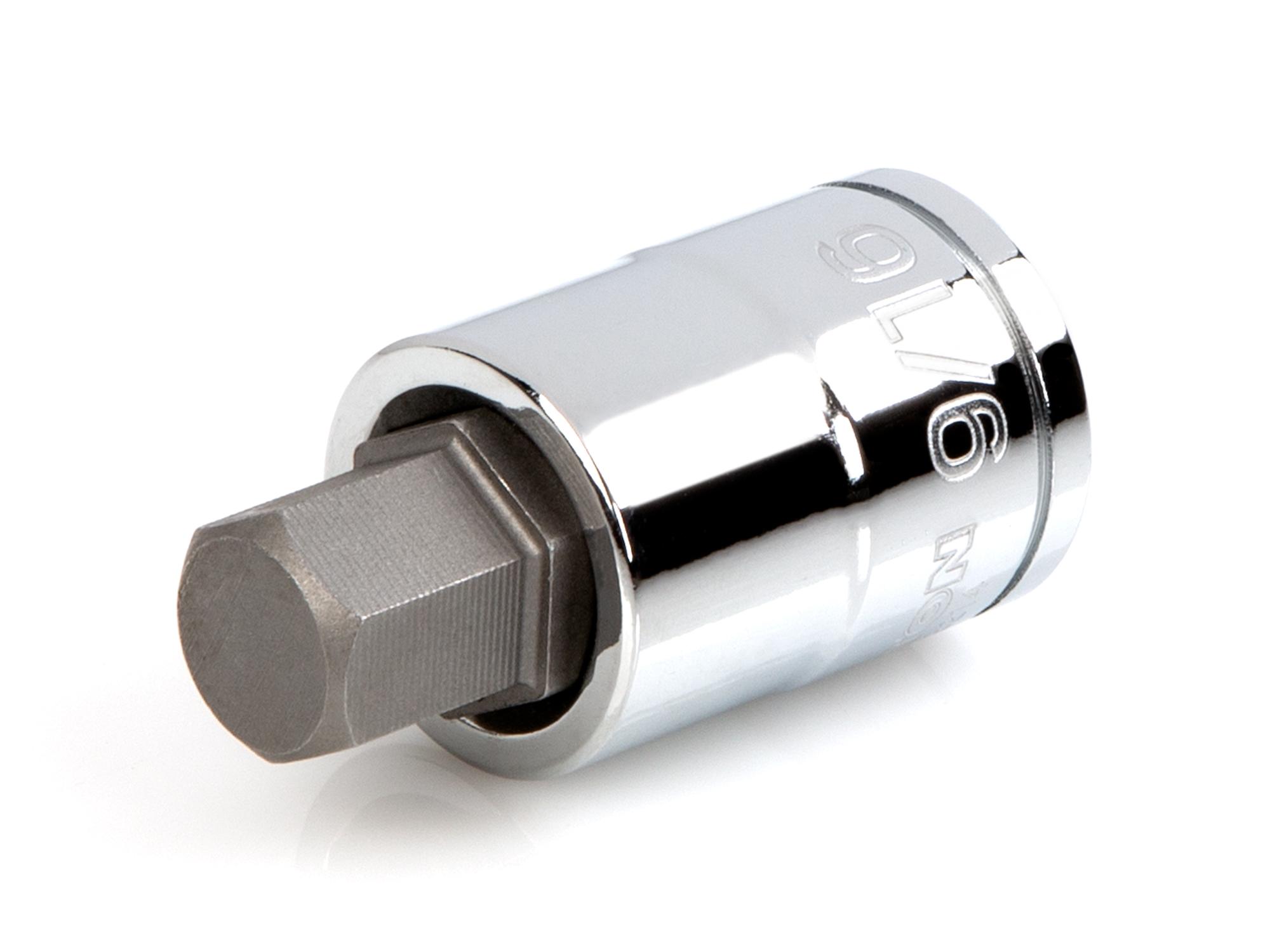 Front-right angle view of Tekton hand drive bit socket. Item #SHB22214