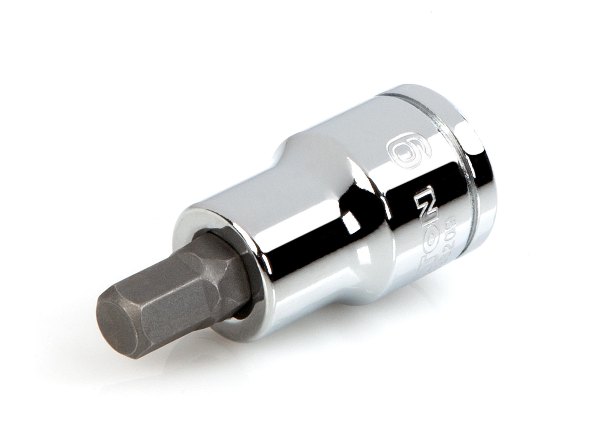 Front-right angle view of Tekton hand drive bit socket. Item #SHB23209