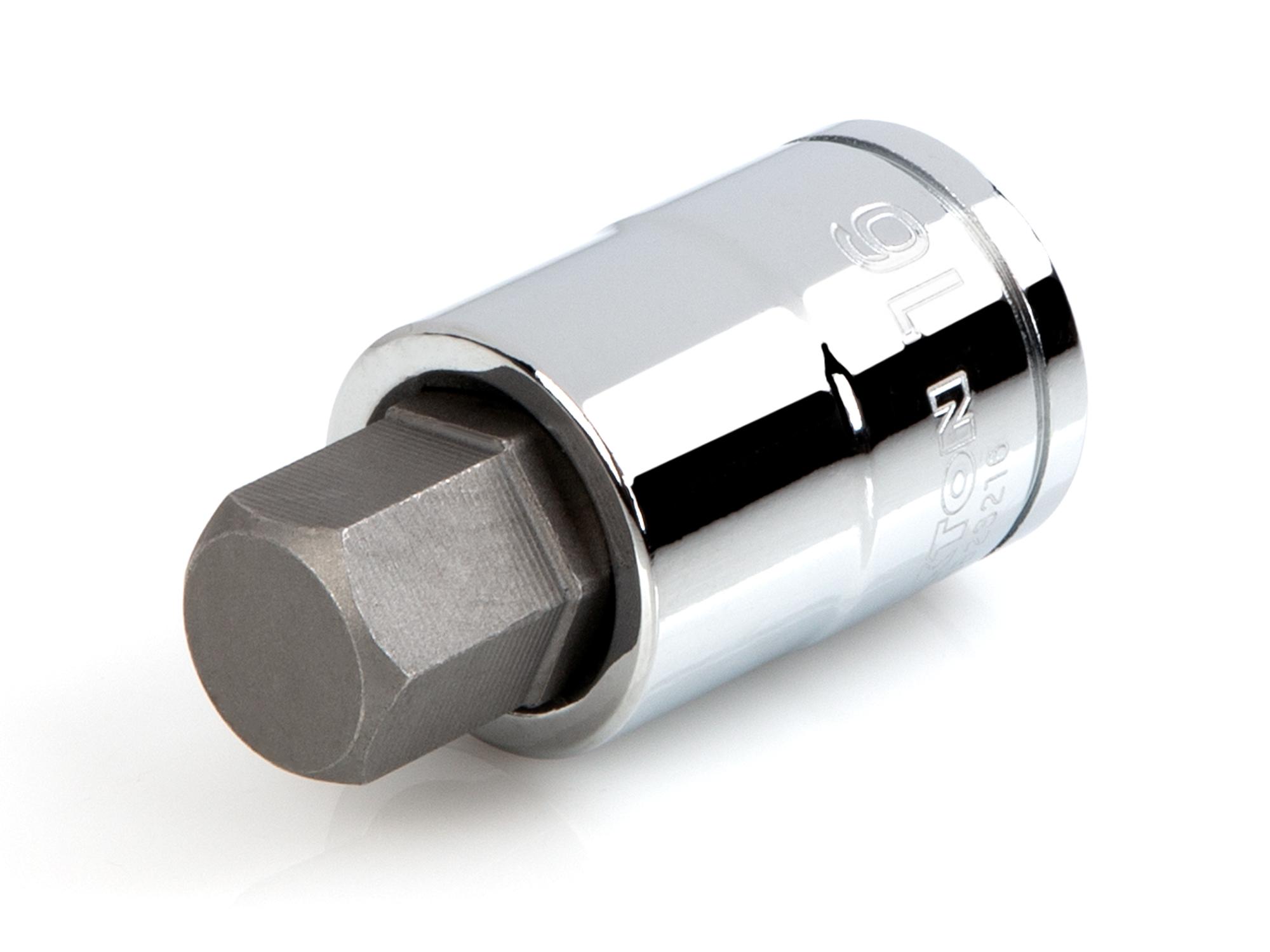 Front-right angle view of Tekton hand drive bit socket. Item #SHB23216