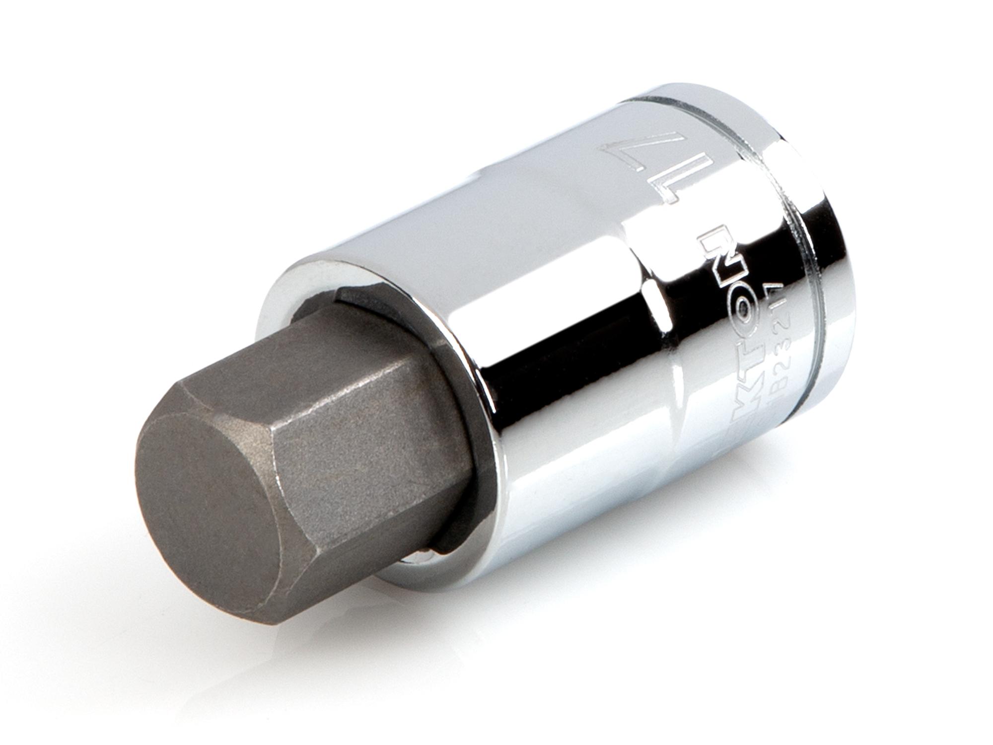 Front-right angle view of Tekton hand drive bit socket. Item #SHB23217