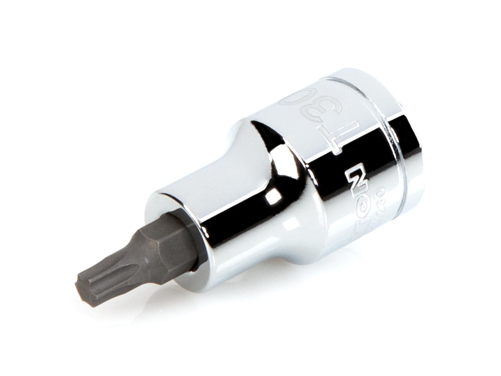 Front-right angle view of Tekton hand drive bit socket. Item #SHB24230