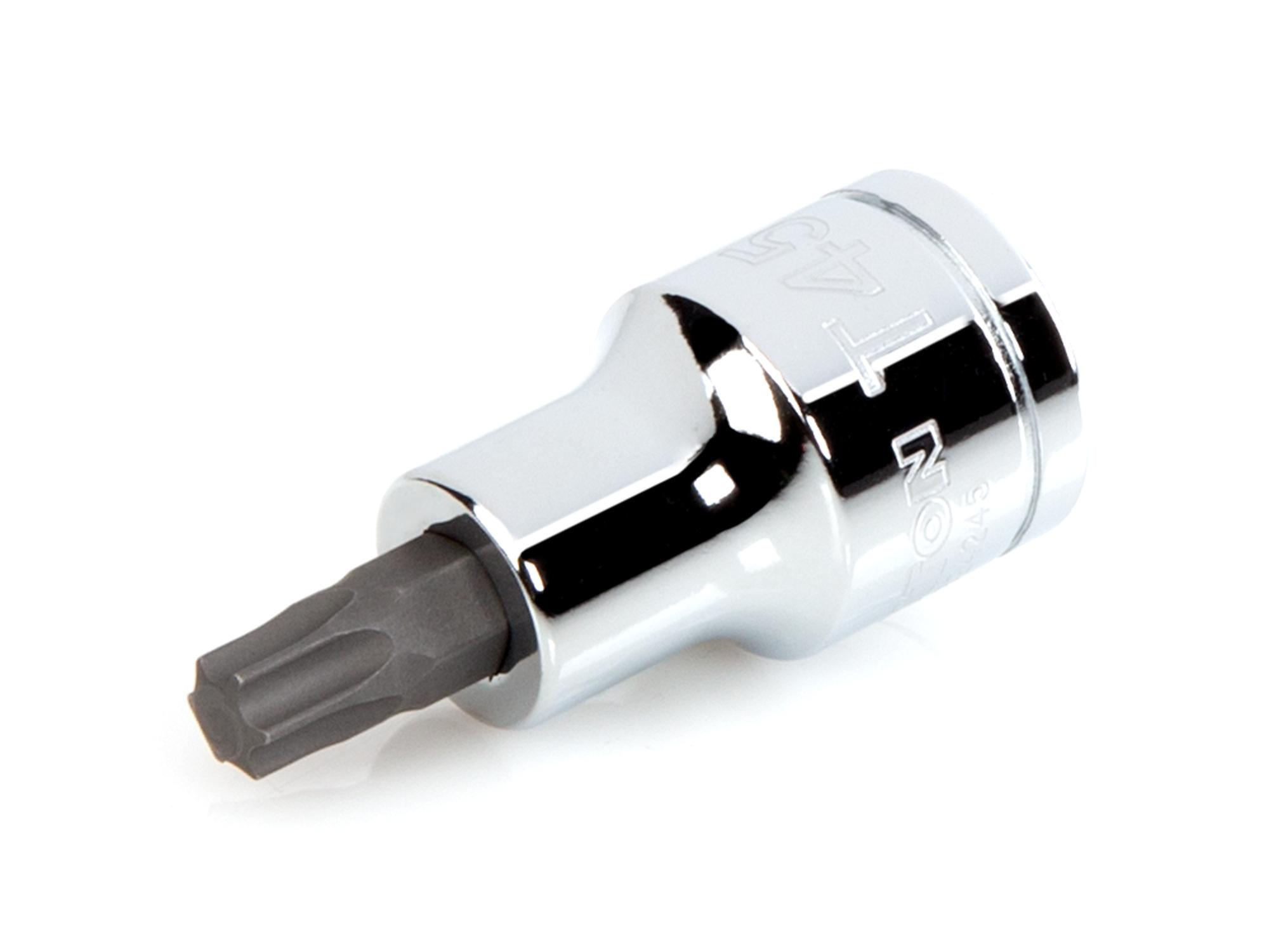 Front-right angle view of Tekton hand drive bit socket. Item #SHB24245