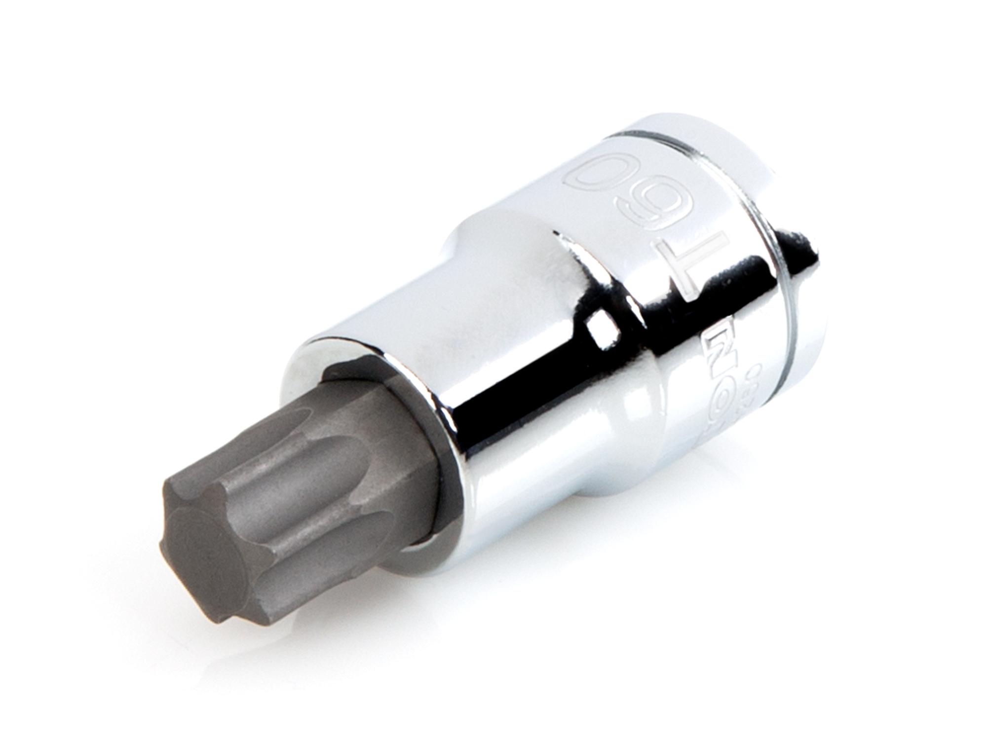 Front-right angle view of Tekton hand drive bit socket. Item #SHB24260