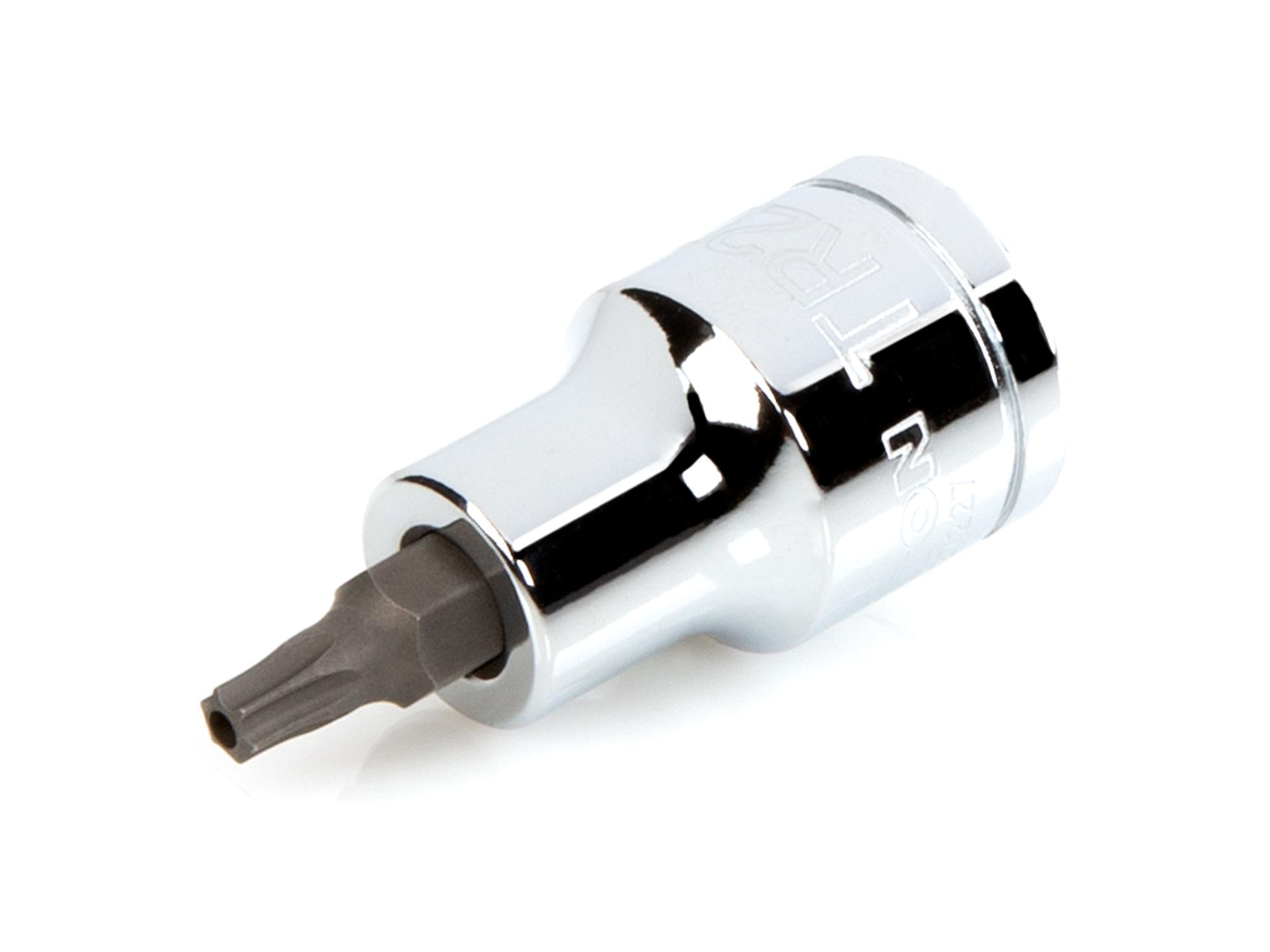 Front-right angle view of Tekton hand drive bit socket. Item #SHB27227