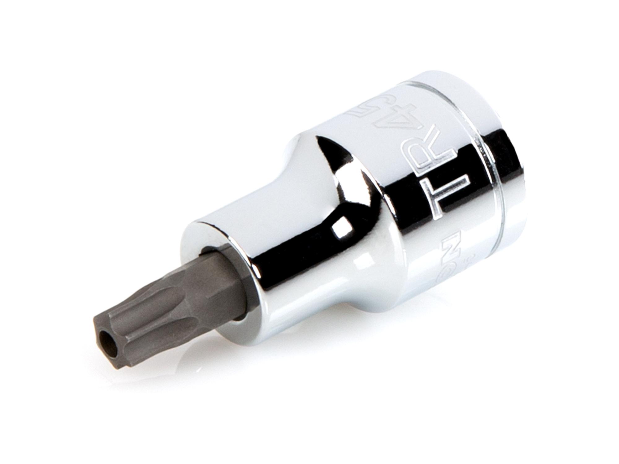 Front-right angle view of Tekton hand drive bit socket. Item #SHB27245