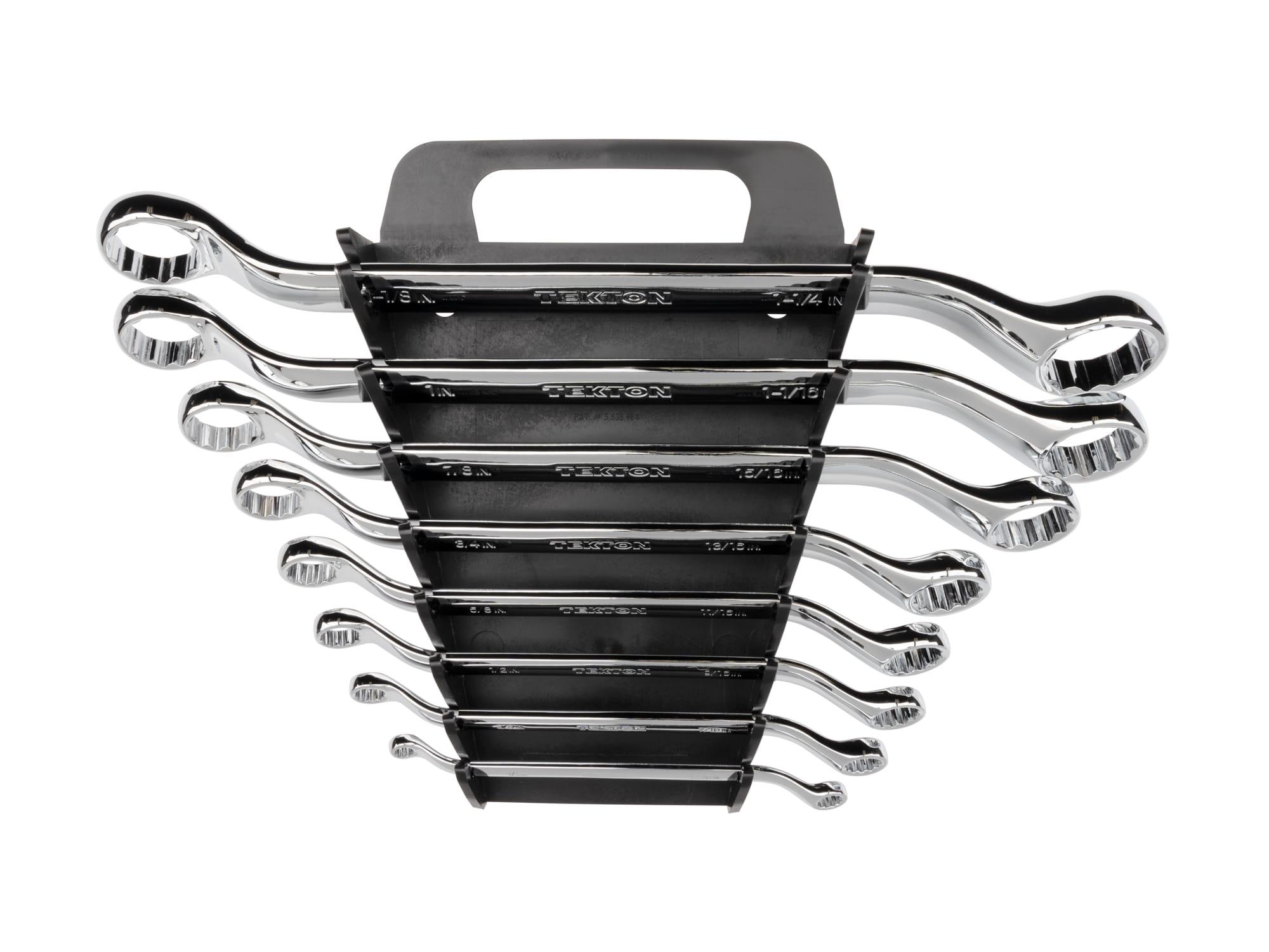 Front view of Tekton holder box end wrench set. Item #WBE23408