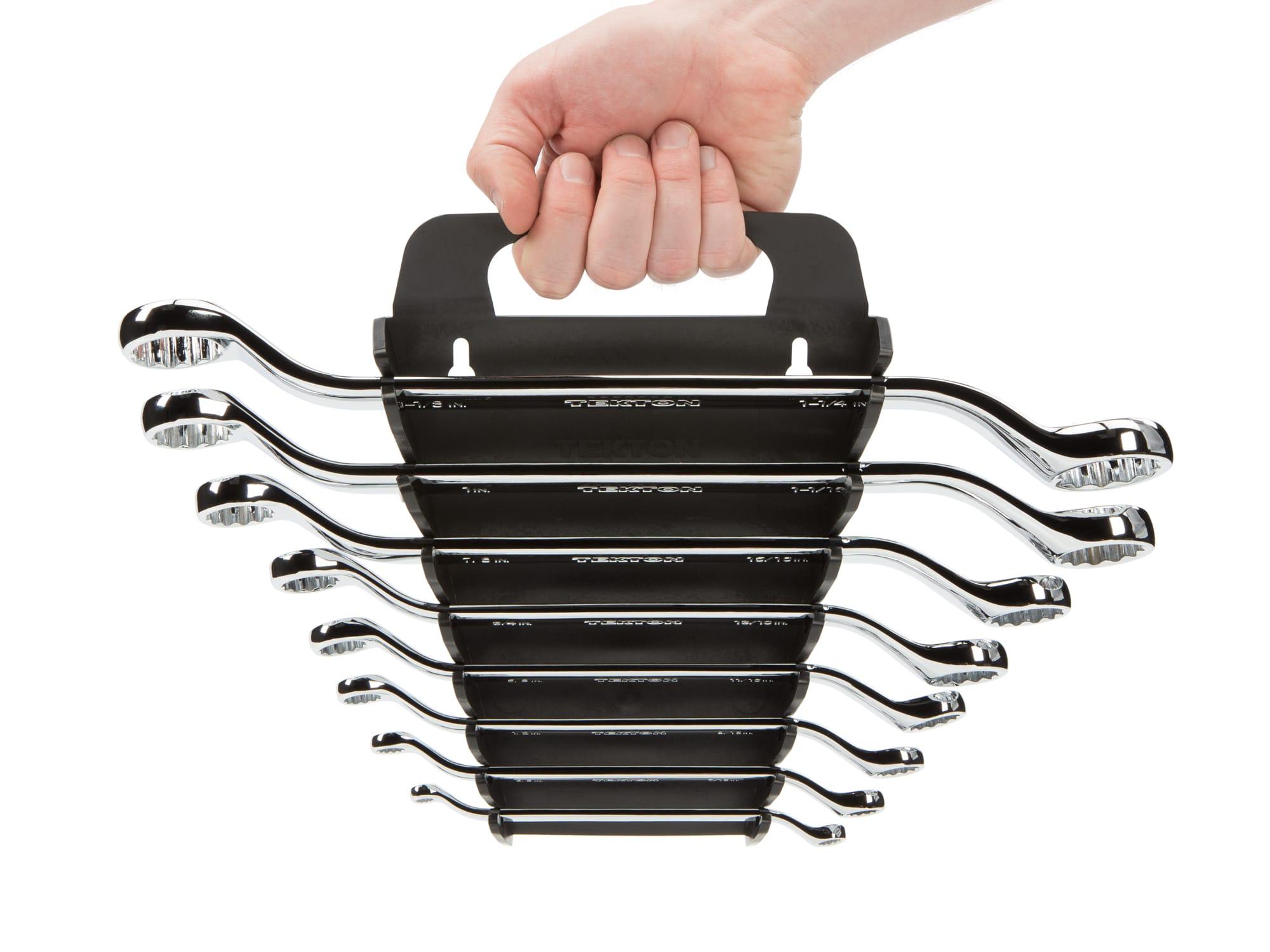Person holding Tekton holder box end wrench set. Item #WBE23408