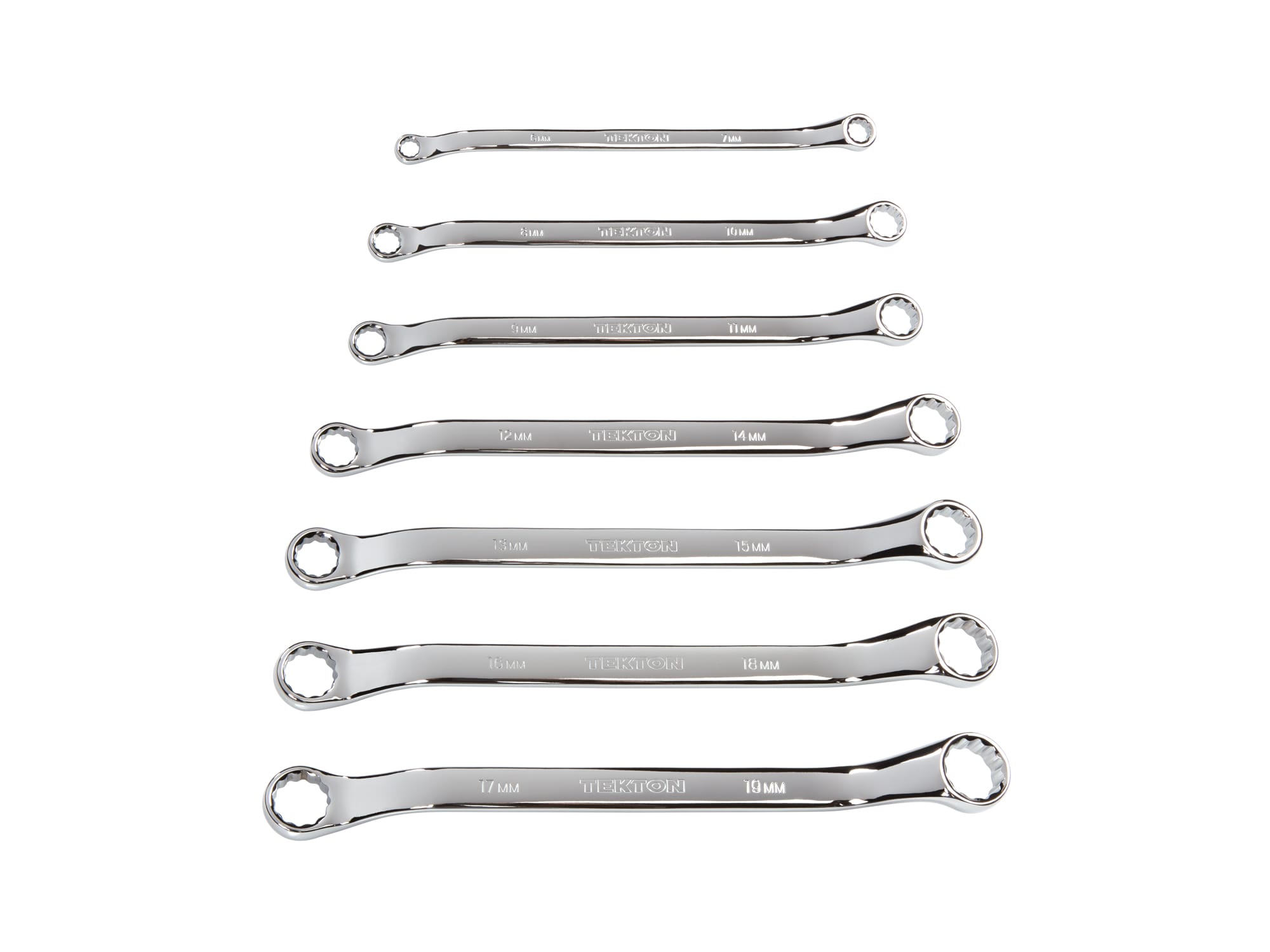 TEKTON 45-Degree Offset Box End Wrench Set, 7-Piece (6-19 mm)