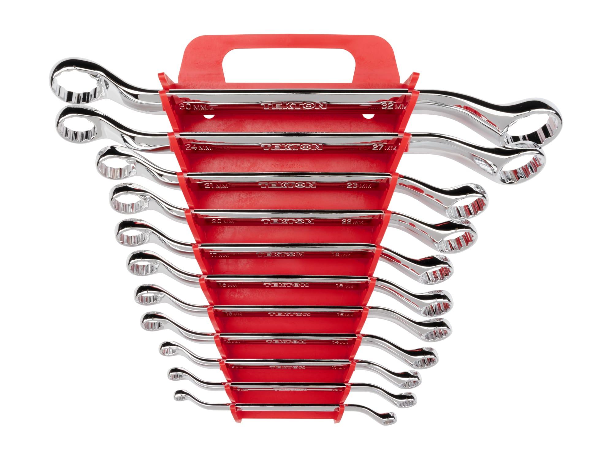 Front view of Tekton holder box end wrench set. Item #WBE24411