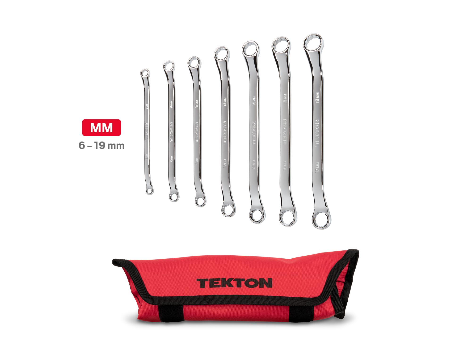 Laid out contents of Tekton roll box end wrench set. Item #WBE24507