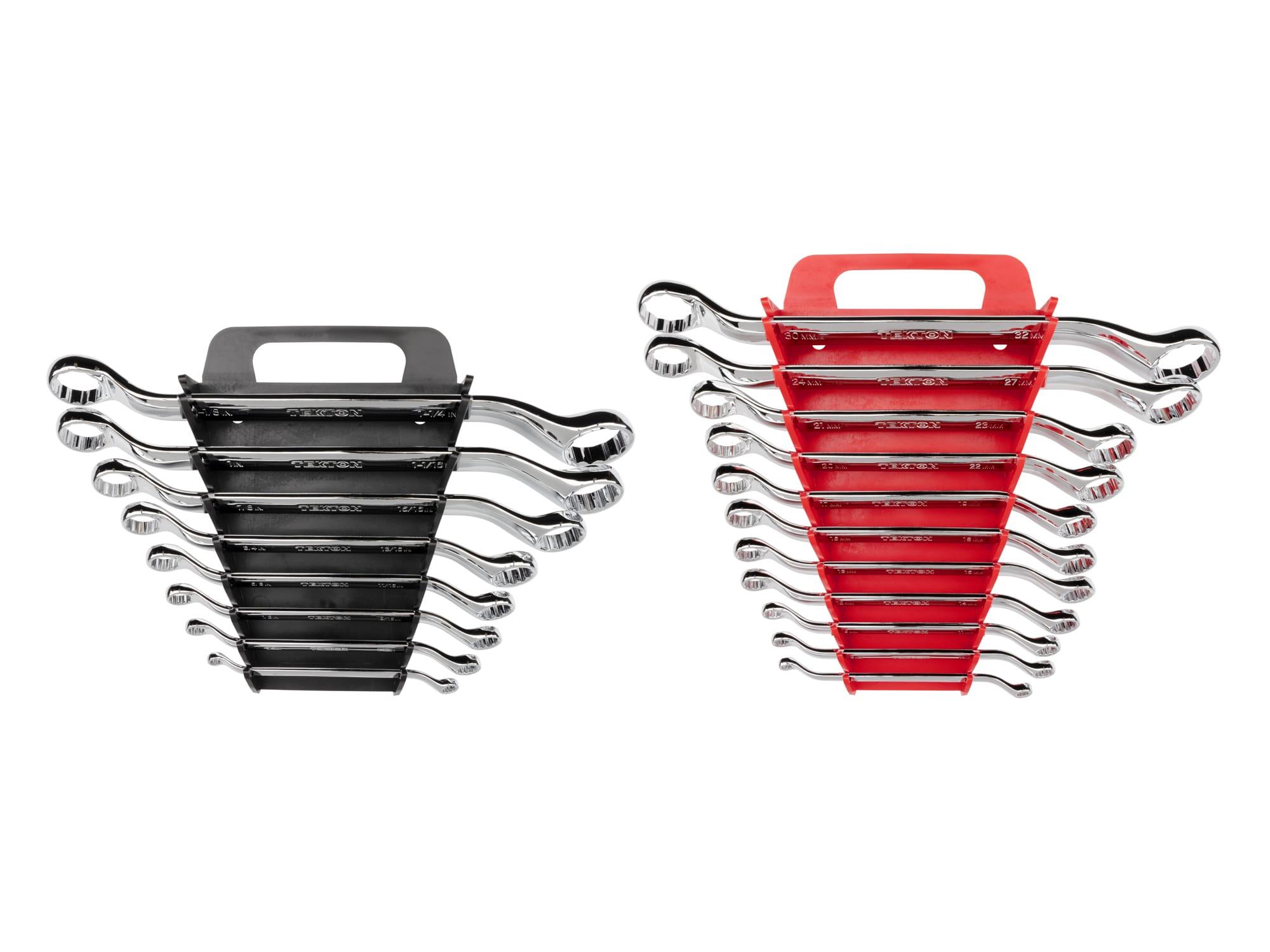 Front view of Tekton holder box end wrench set. Item #WBE91302