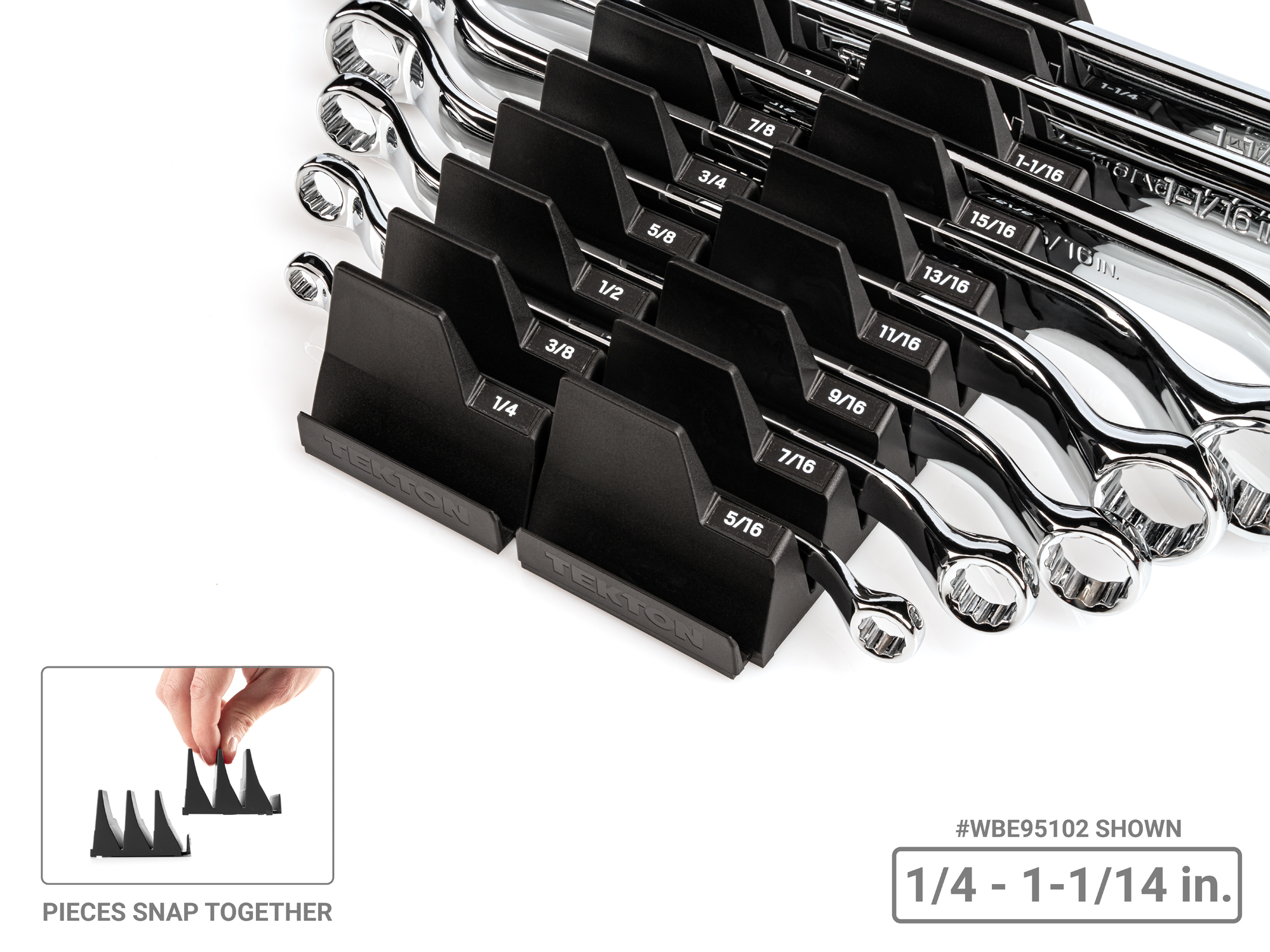 TEKTON 45-Degree Offset Box End Wrench Set with Modular Organizers, 8-Piece (1/4 - 1-1/4 in.)