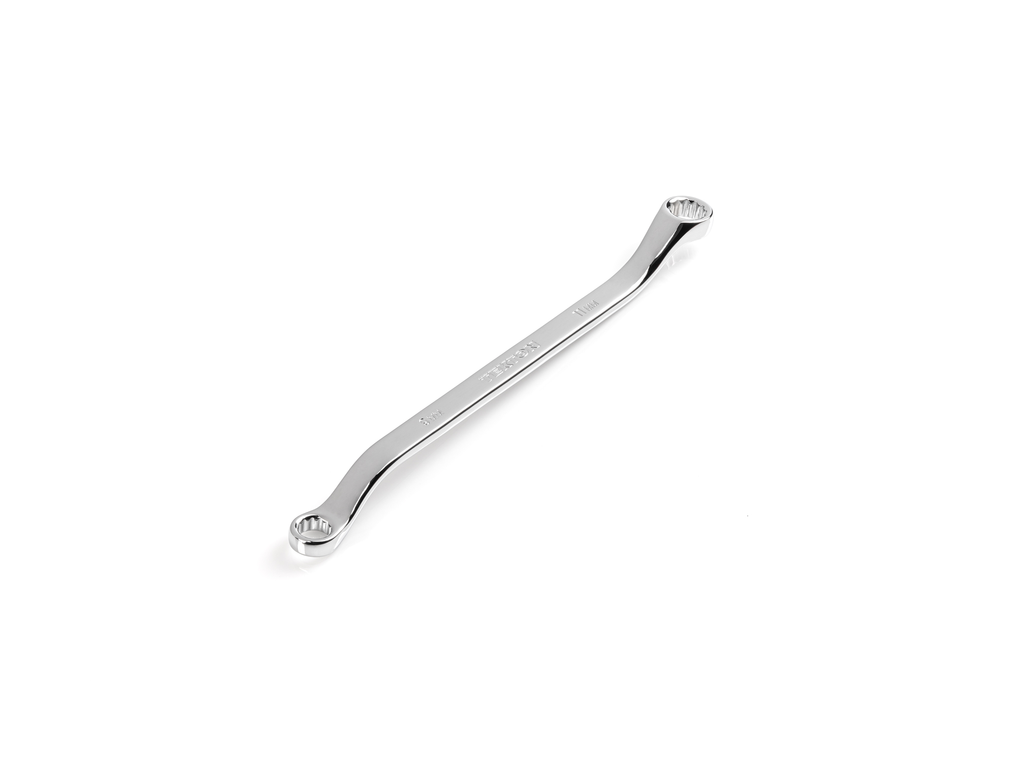 Size: 9 x 11 mm (metric) 45-degree offset double box end wrench with 12-point box ends. Reach around obstructions to access fasteners in tight spots. WBE24309.