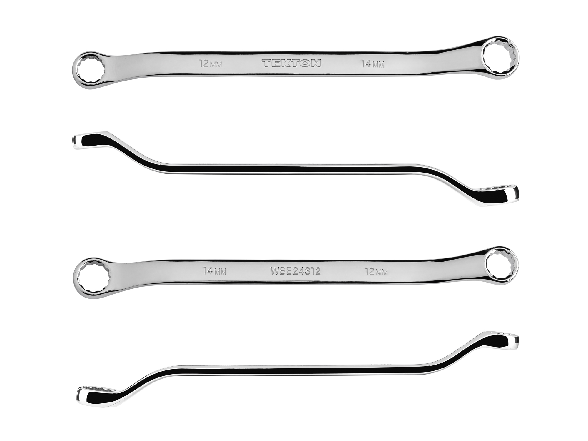 Size: 12 x 14 mm (metric) 45-degree offset double box end wrench with 12-point box ends. Reach around obstructions to access fasteners in tight spots. WBE24312.