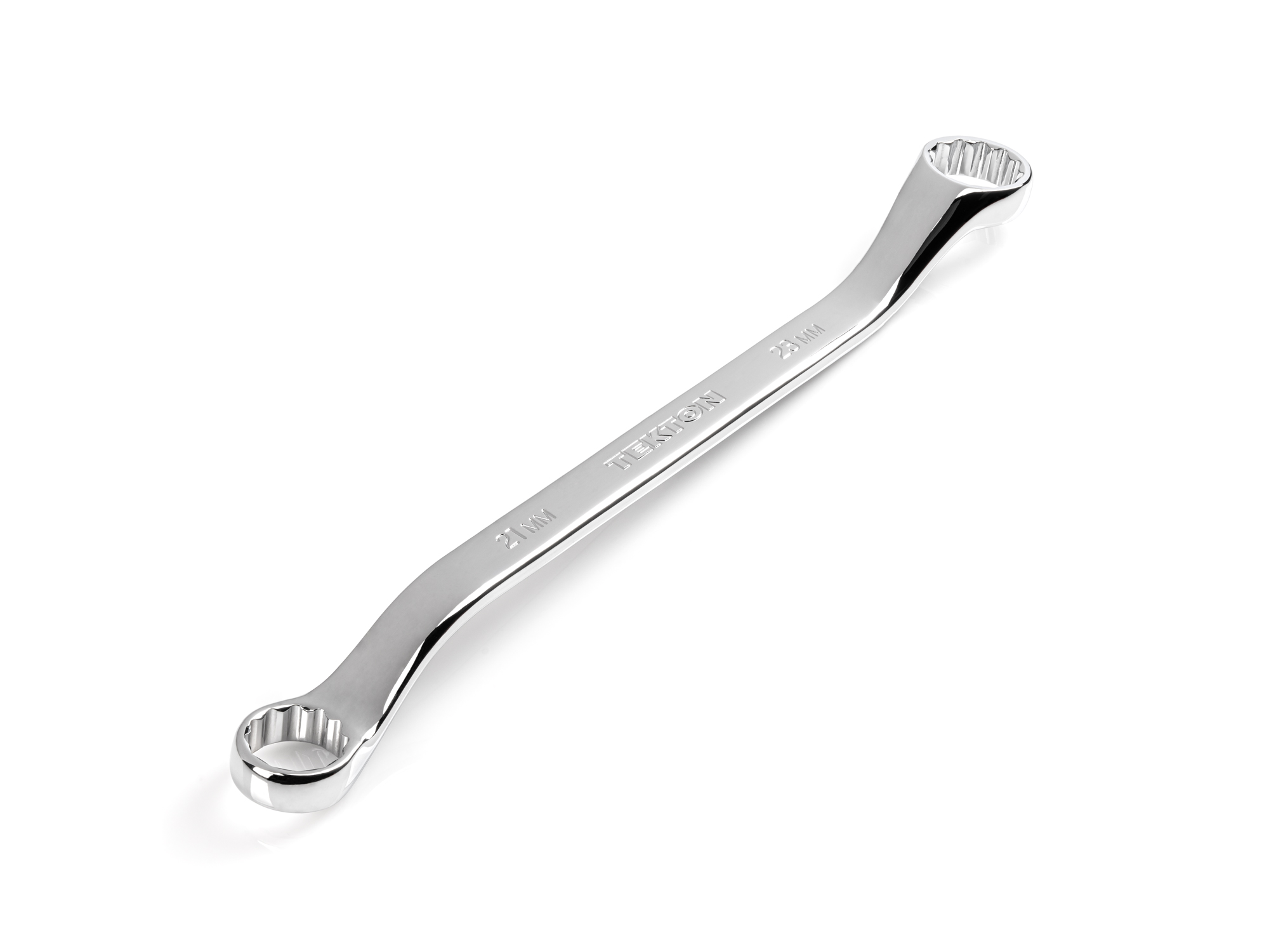 Size: 21 x 23 mm (metric) 45-degree offset double box end wrench with 12-point box ends. Reach around obstructions to access fasteners in tight spots. WBE24321.