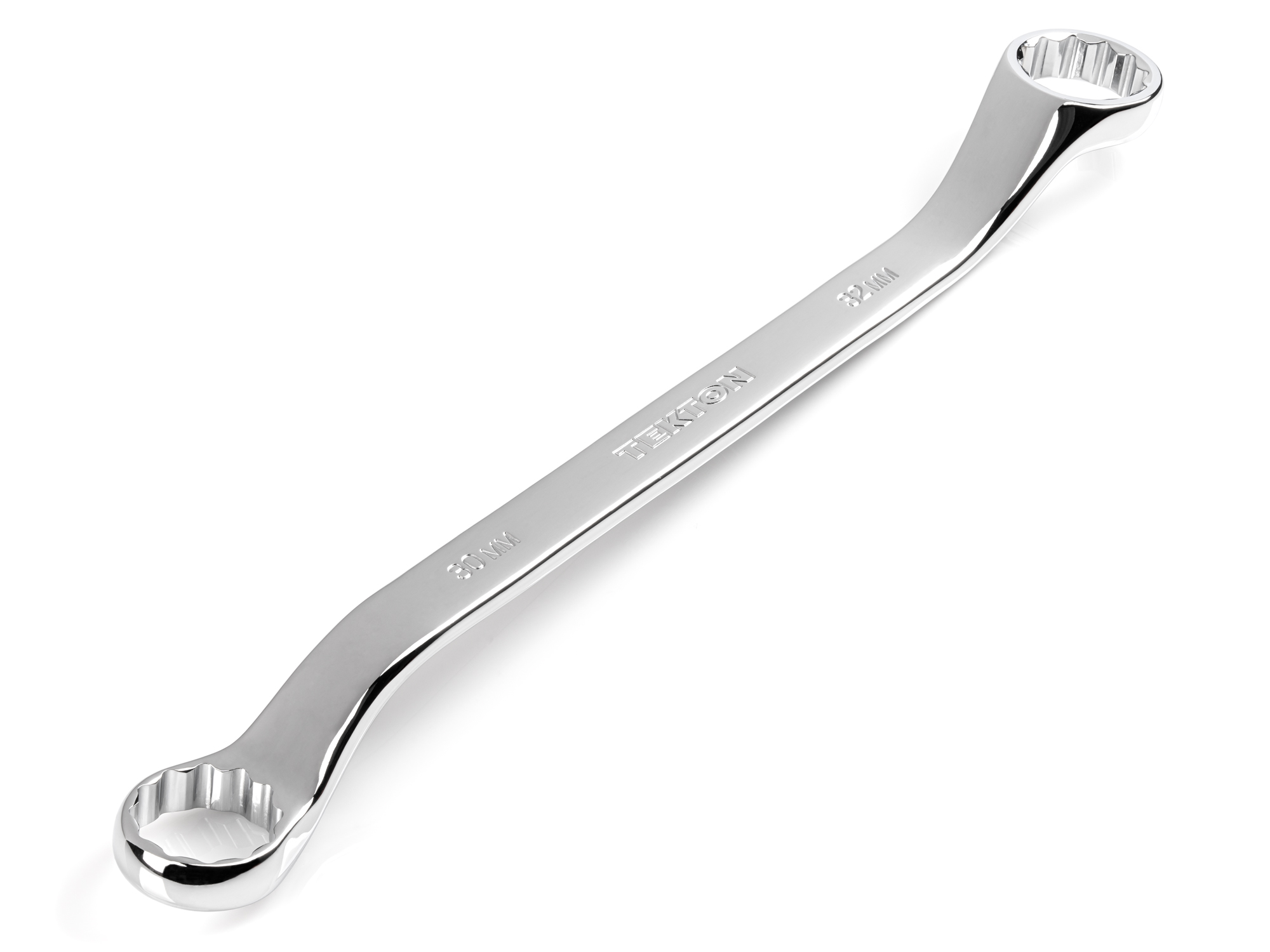 Size: 30 x 32 mm (metric) 45-degree offset double box end wrench with 12-point box ends. Reach around obstructions to access fasteners in tight spots. WBE24330.