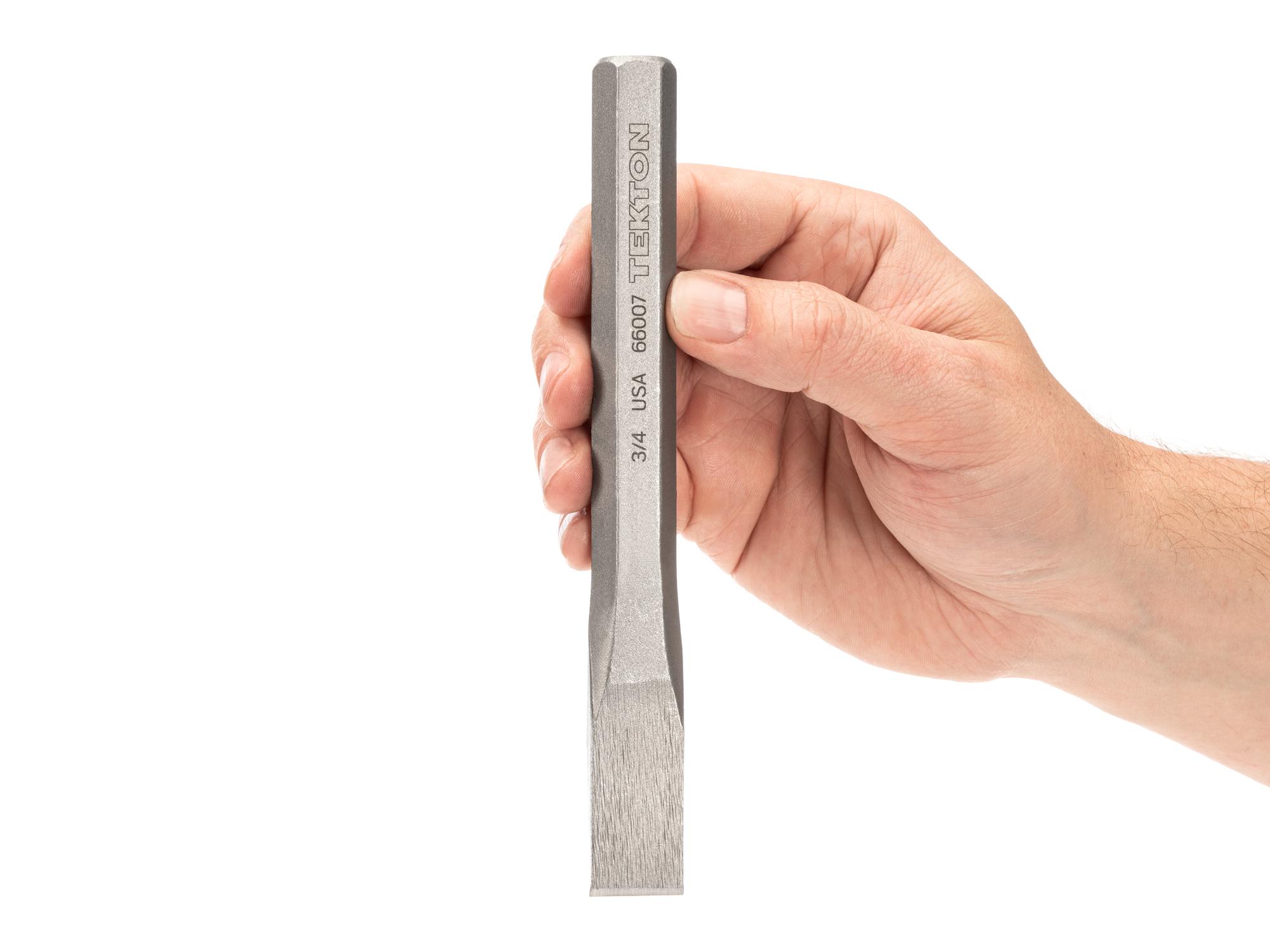 Person holding Tekton cold chisel. Item #66007