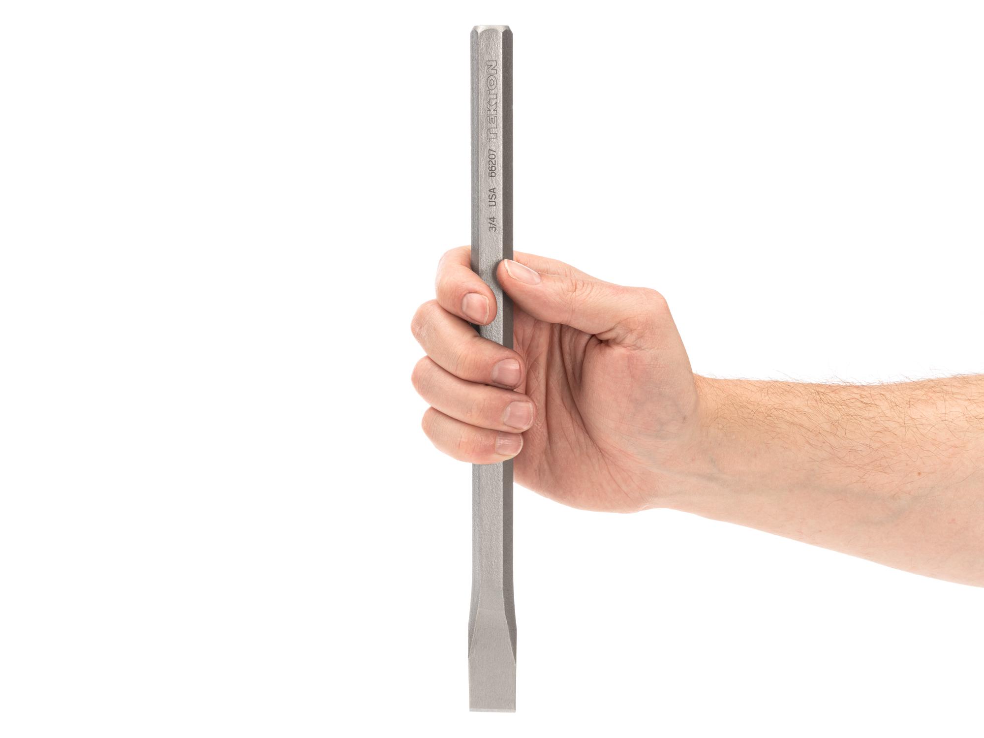 Person holding Tekton cold chisel. Item #66207