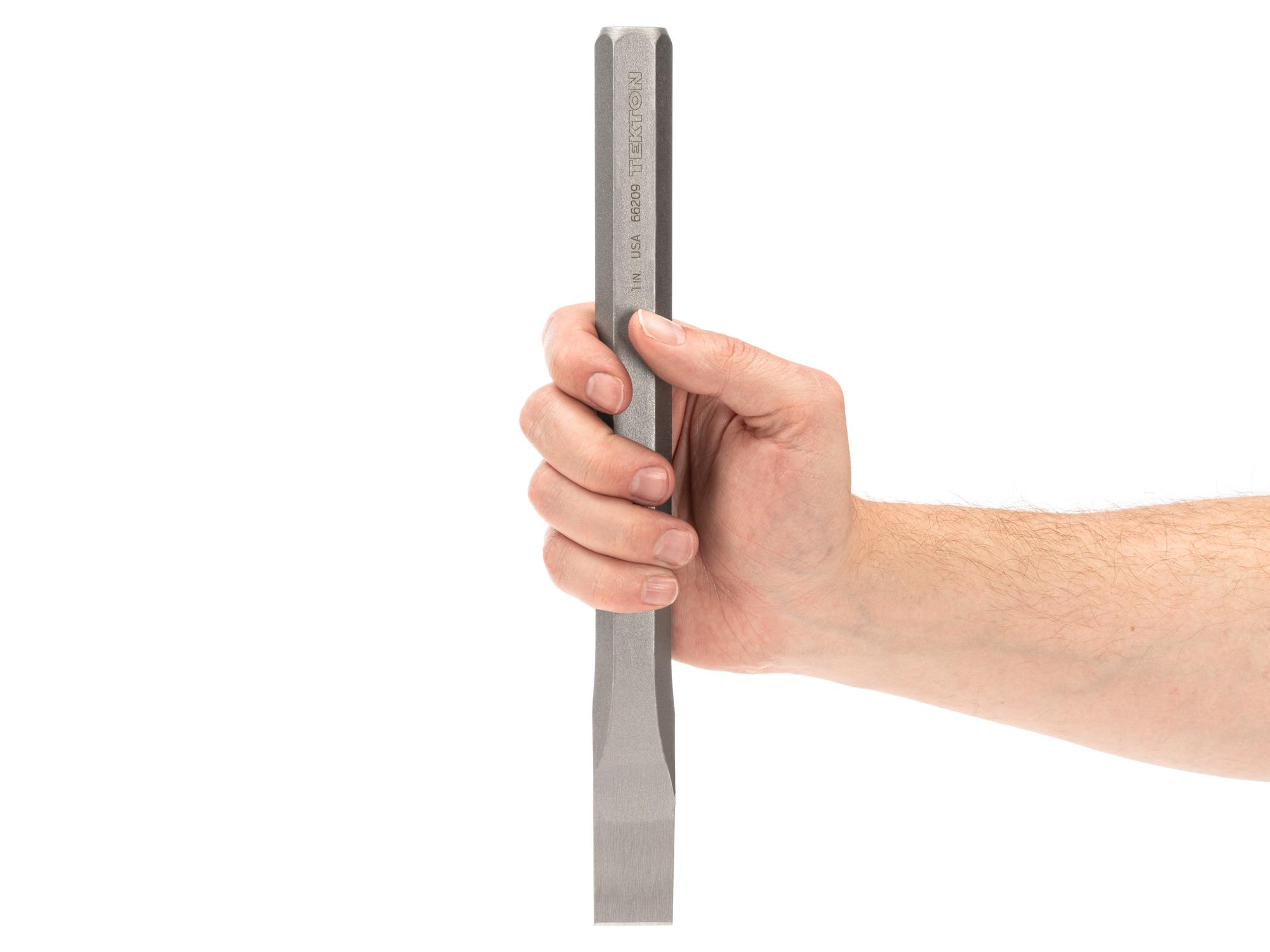 Person holding Tekton cold chisel. Item #66209