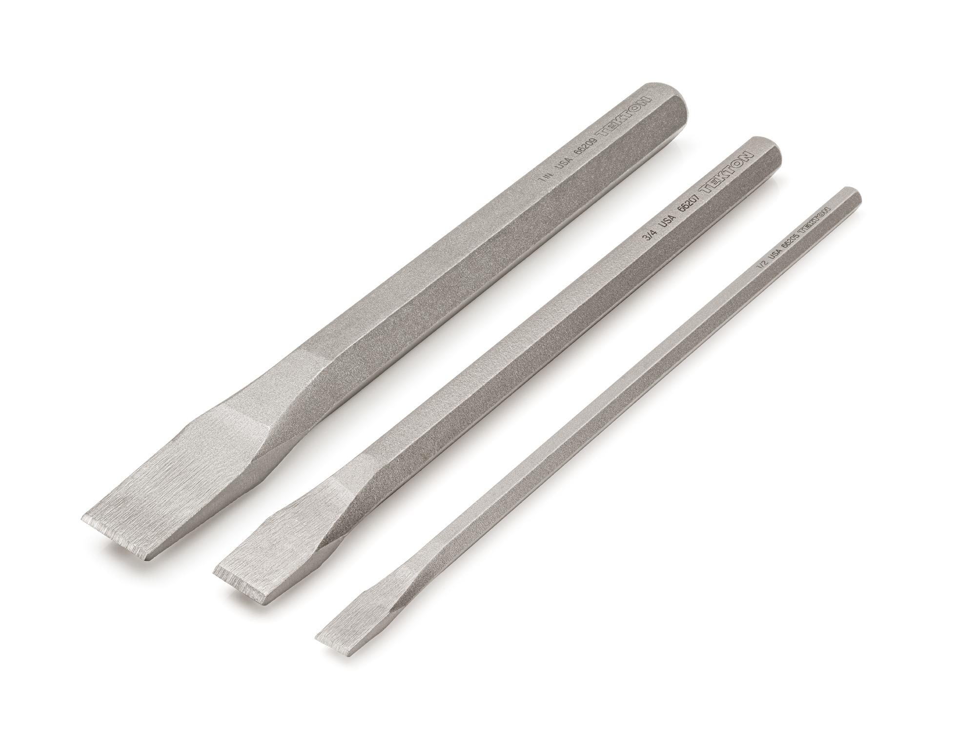 Front-right angle view of Tekton cold chisel set. Item #66506