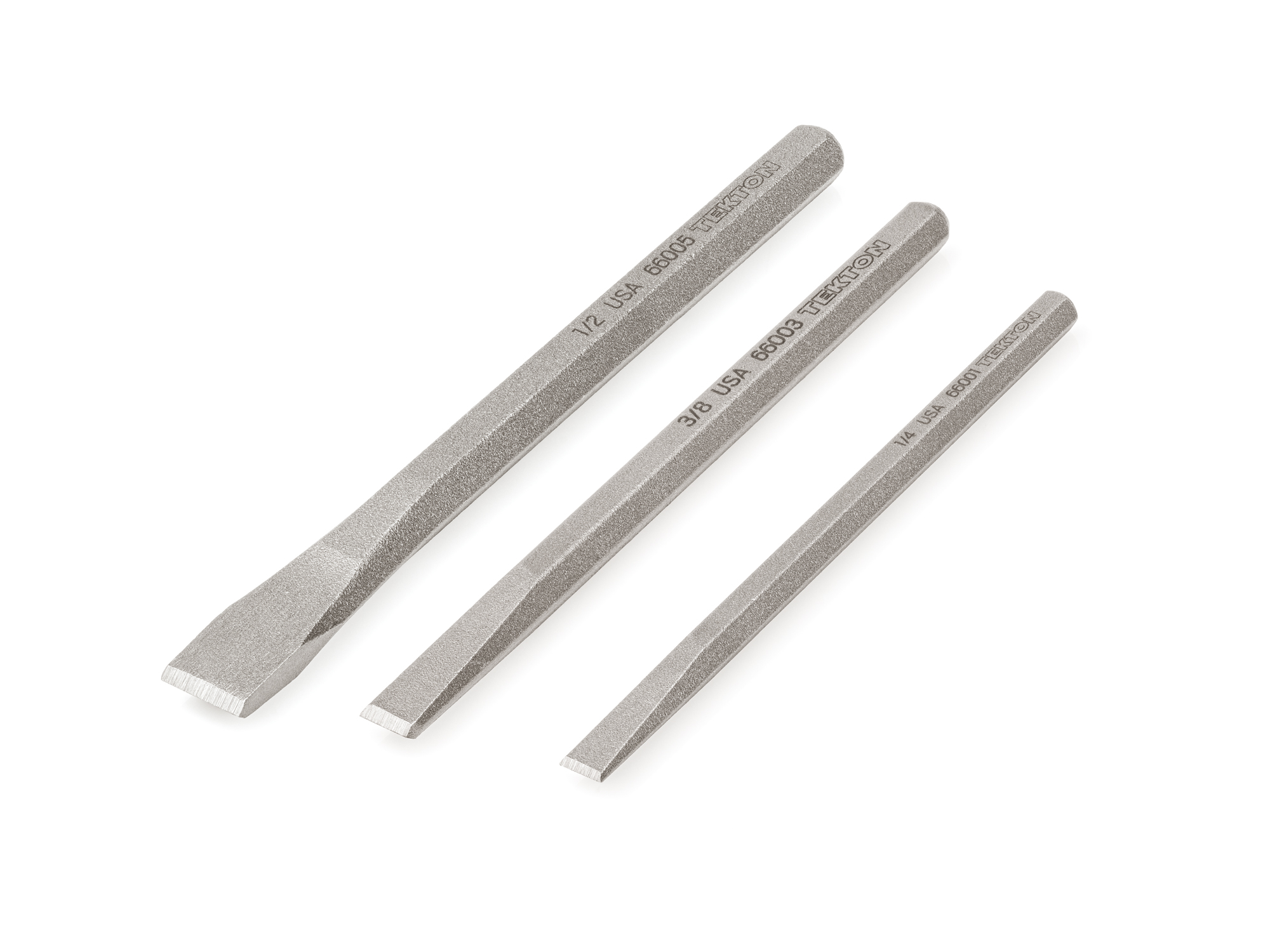 Includes: 1/4, 3/8,1/2 inch cold chisels. Cut off rusted bolt heads, stubborn rivets, and metal burrs. Made in USA. PNC91002.