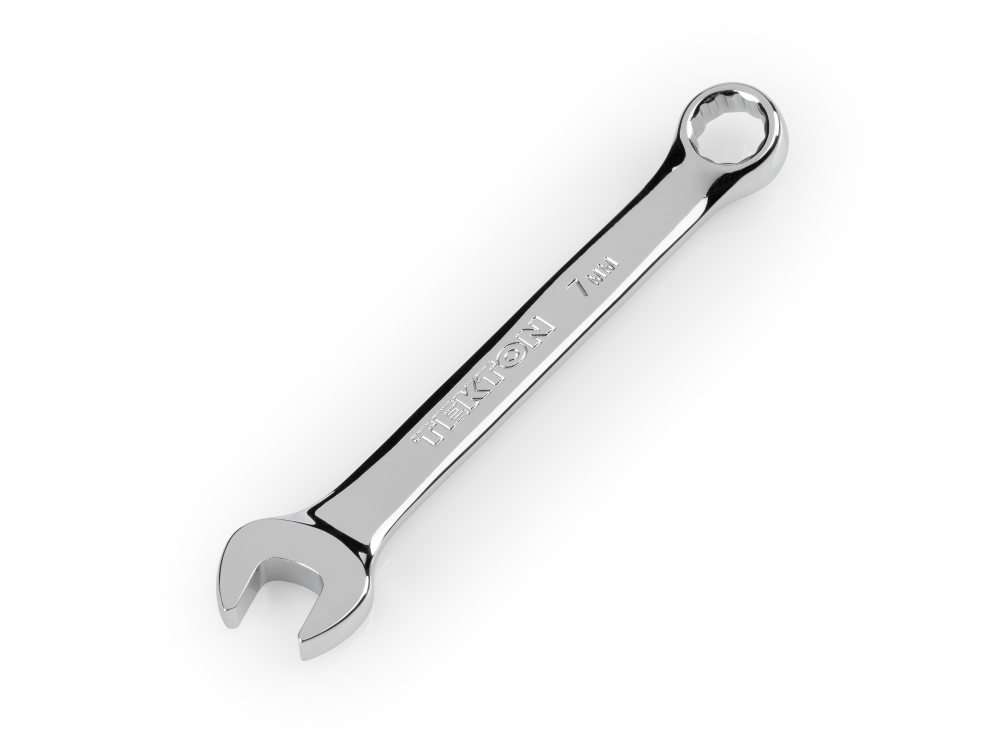 Front-right angle view of  Tekton 7 millimeter combination wrench