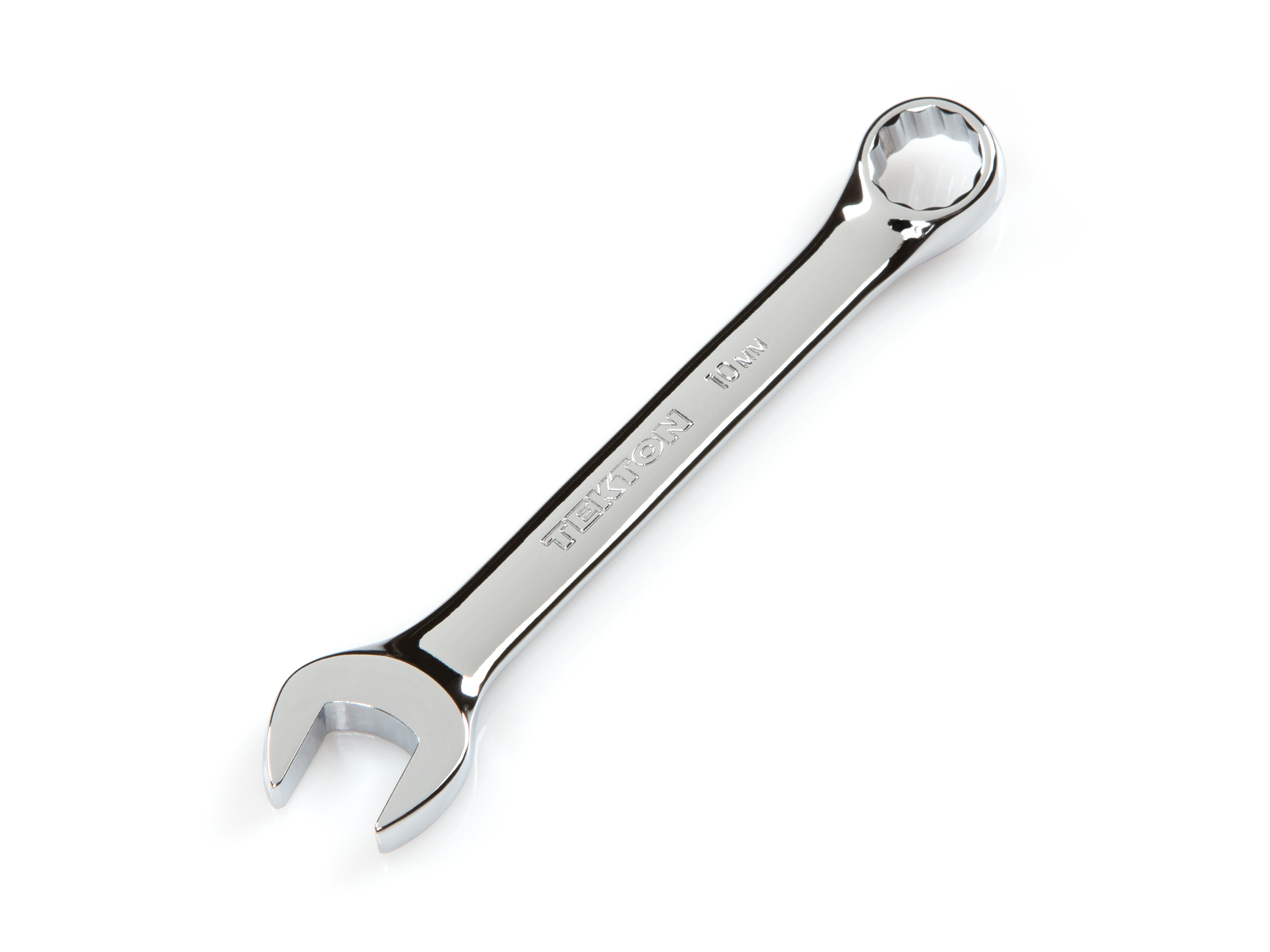 Front-right angle view of  Tekton 10 millimeter combination wrench