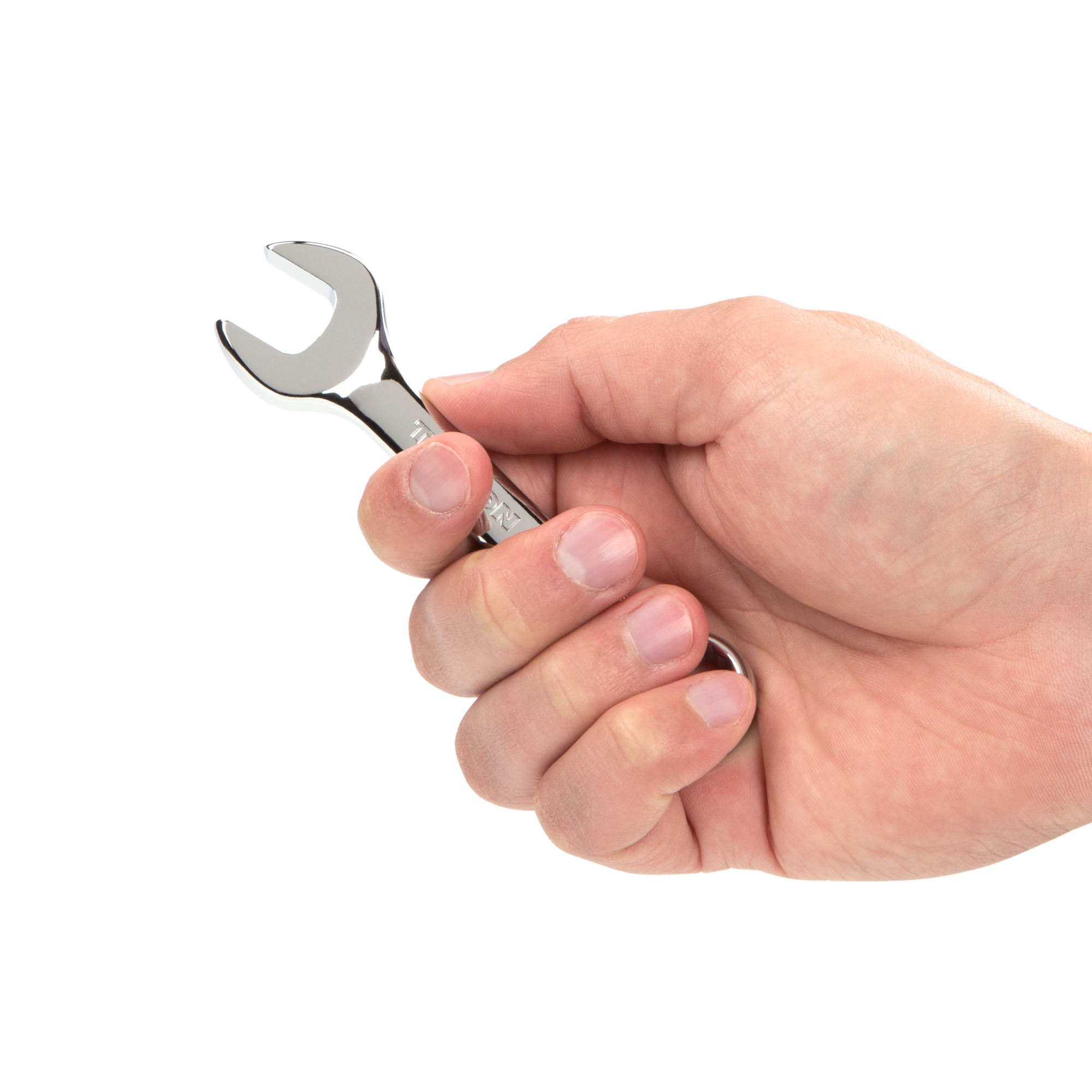 Person holding  Tekton 14 millimeter combination wrench