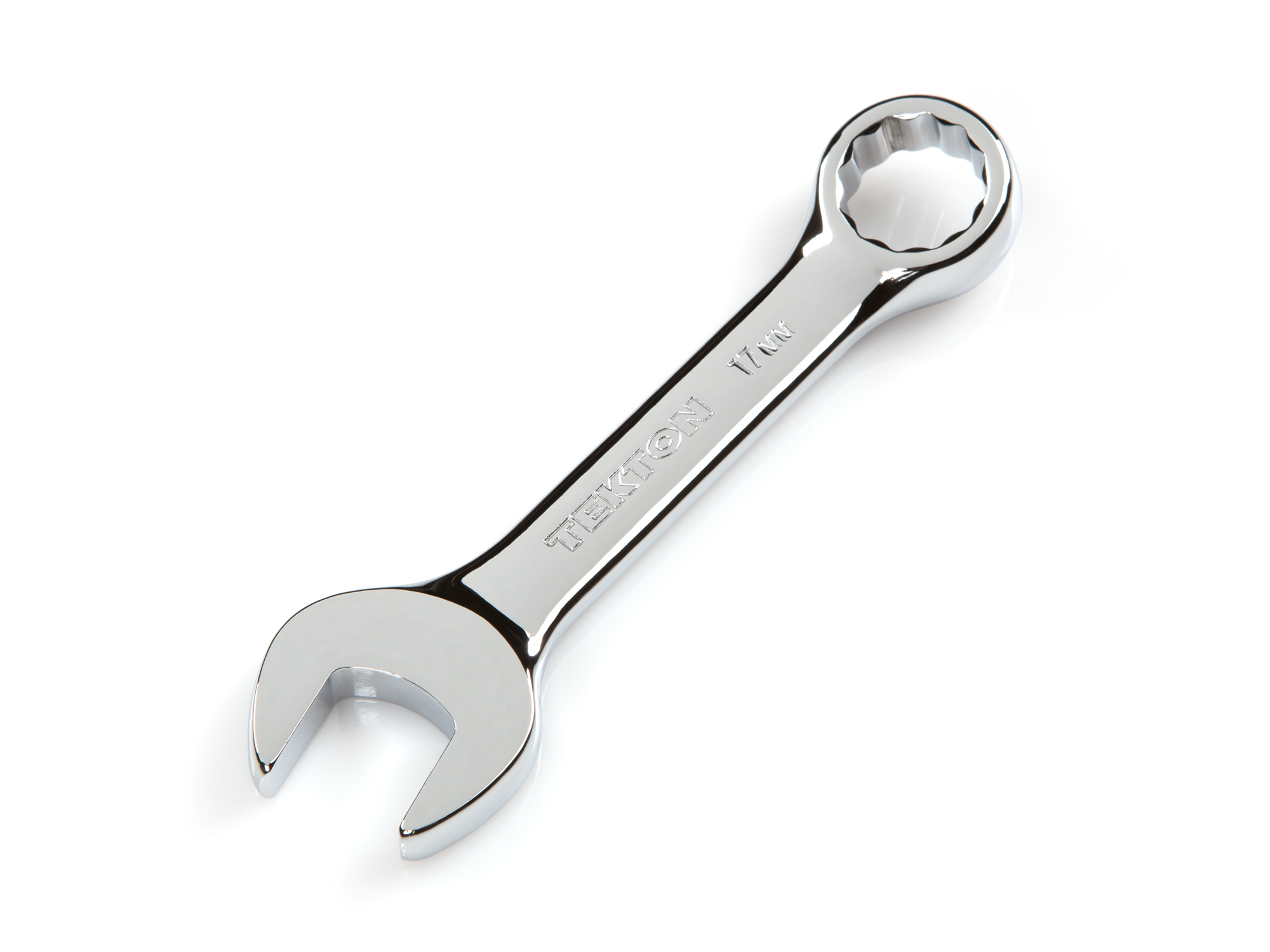 Front-right angle view of  Tekton 17 millimeter combination wrench