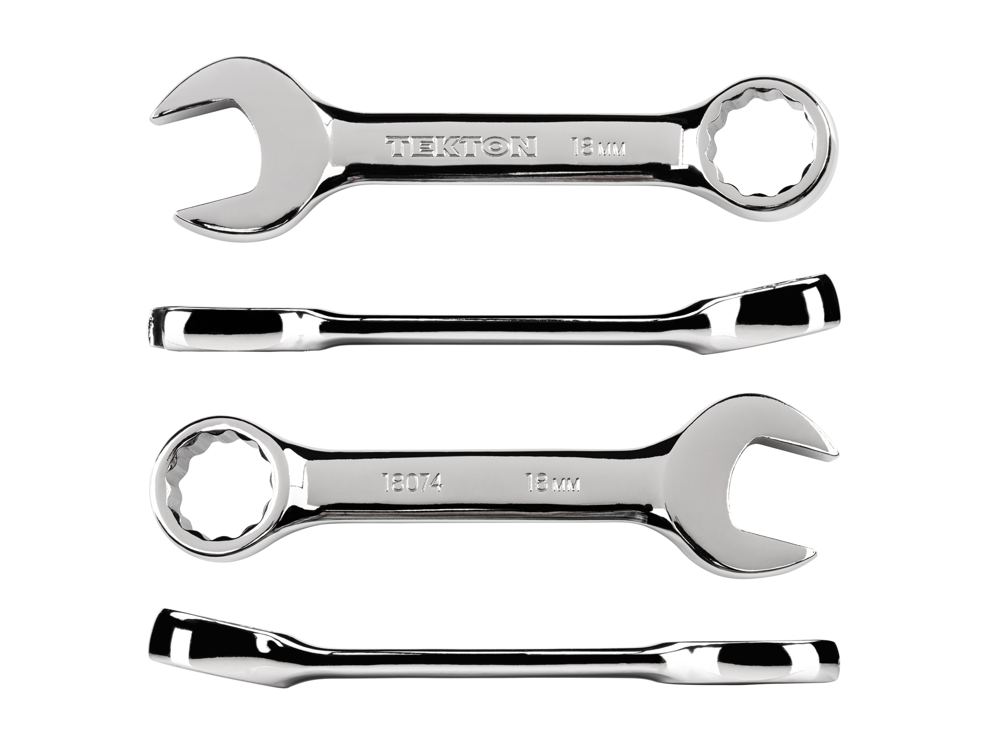 Side view of  Tekton 18 millimeter combination wrench