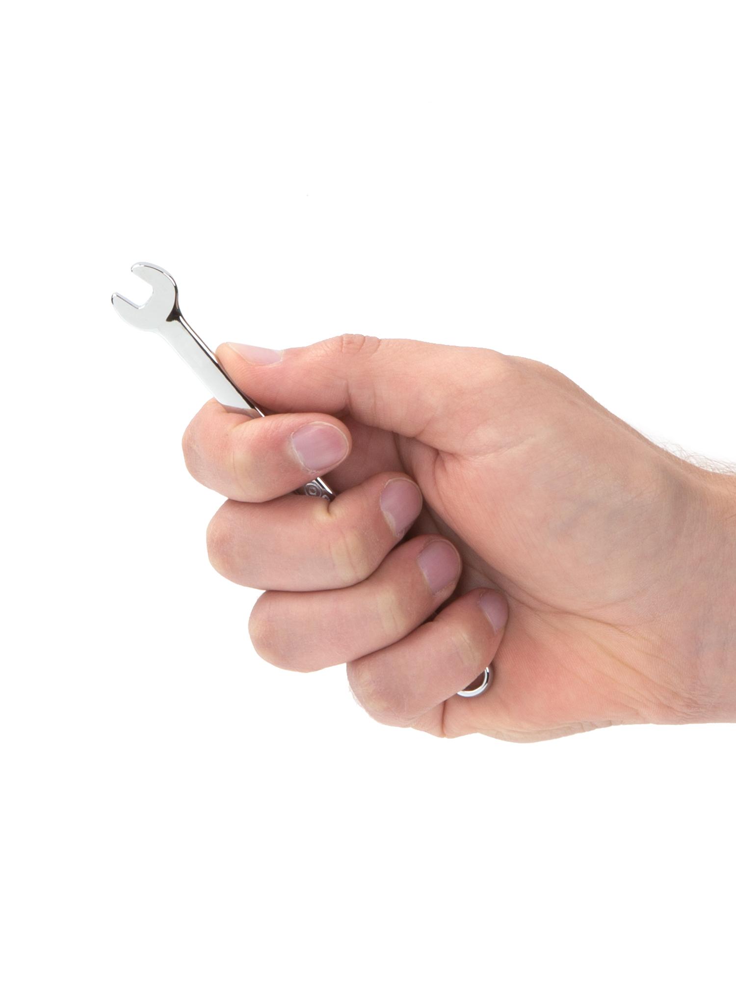 Person holding Tekton combination wrench. Item #18251