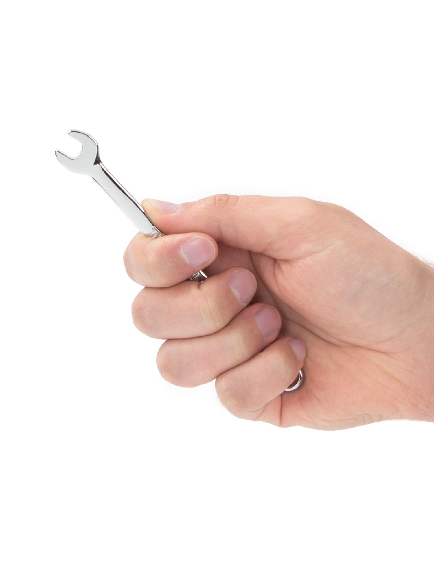 Person holding Tekton combination wrench. Item #18252