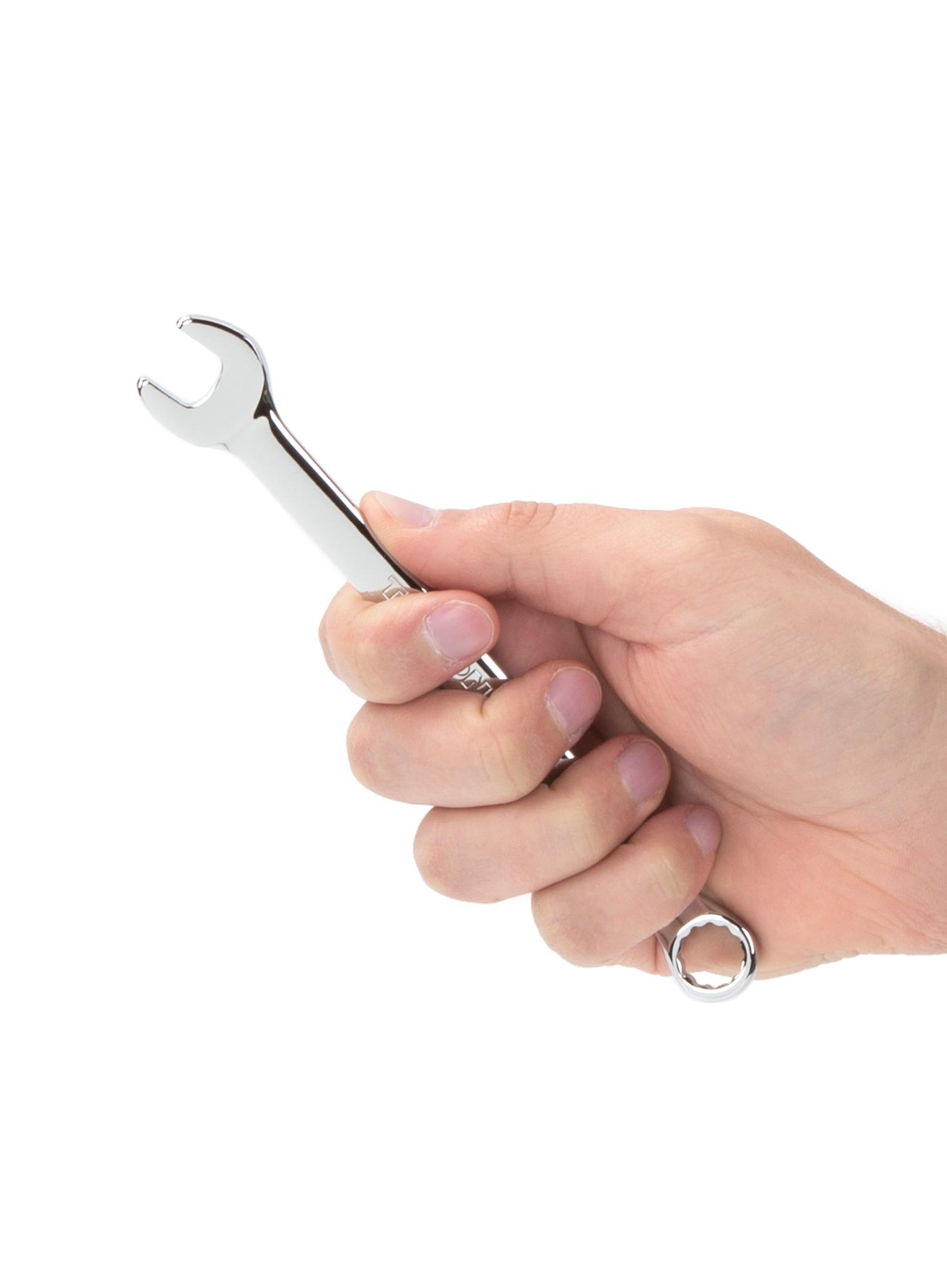 Person holding Tekton combination wrench. Item #18256