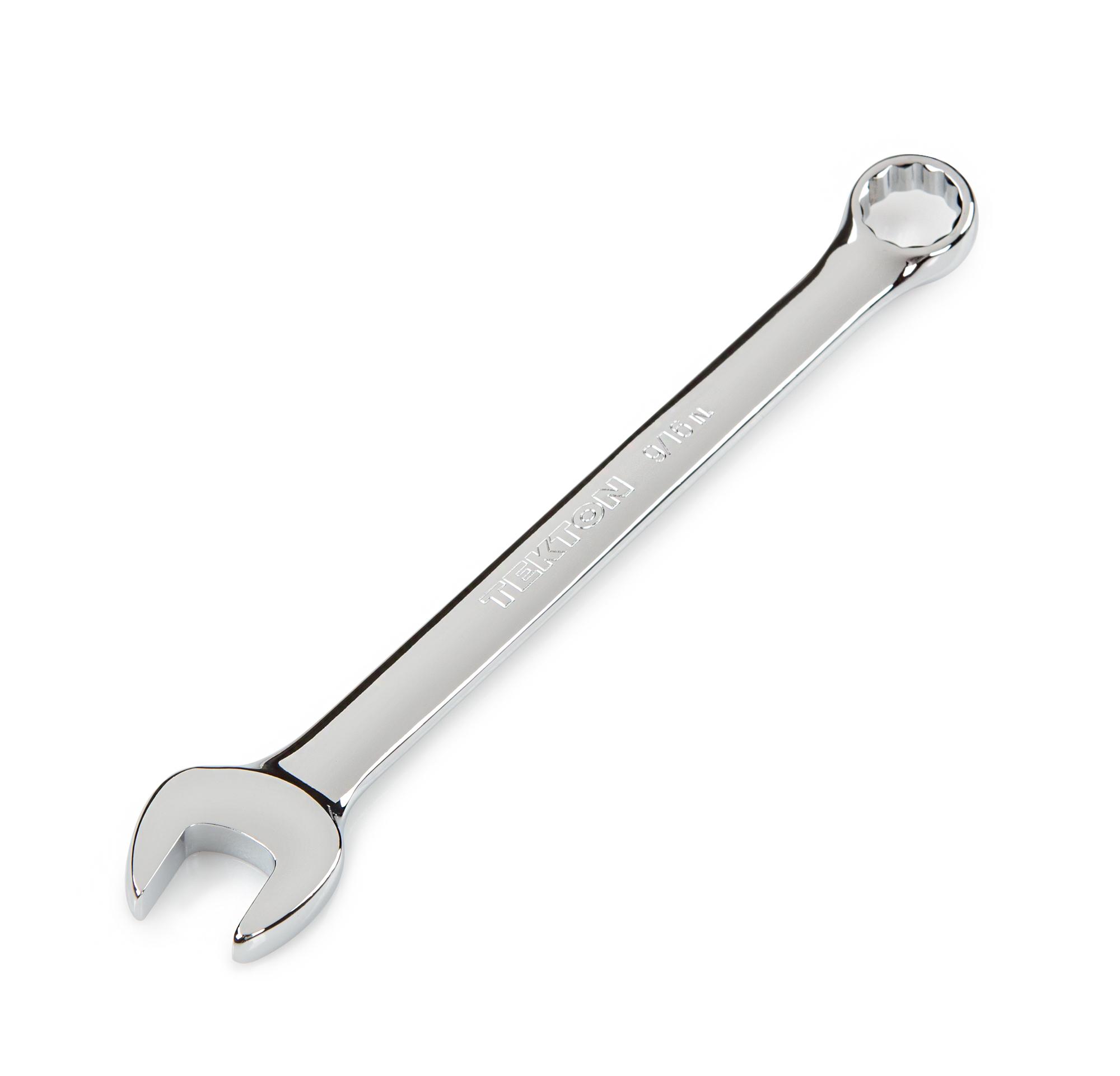 Front-right angle view of Tekton combination wrench. Item #18258