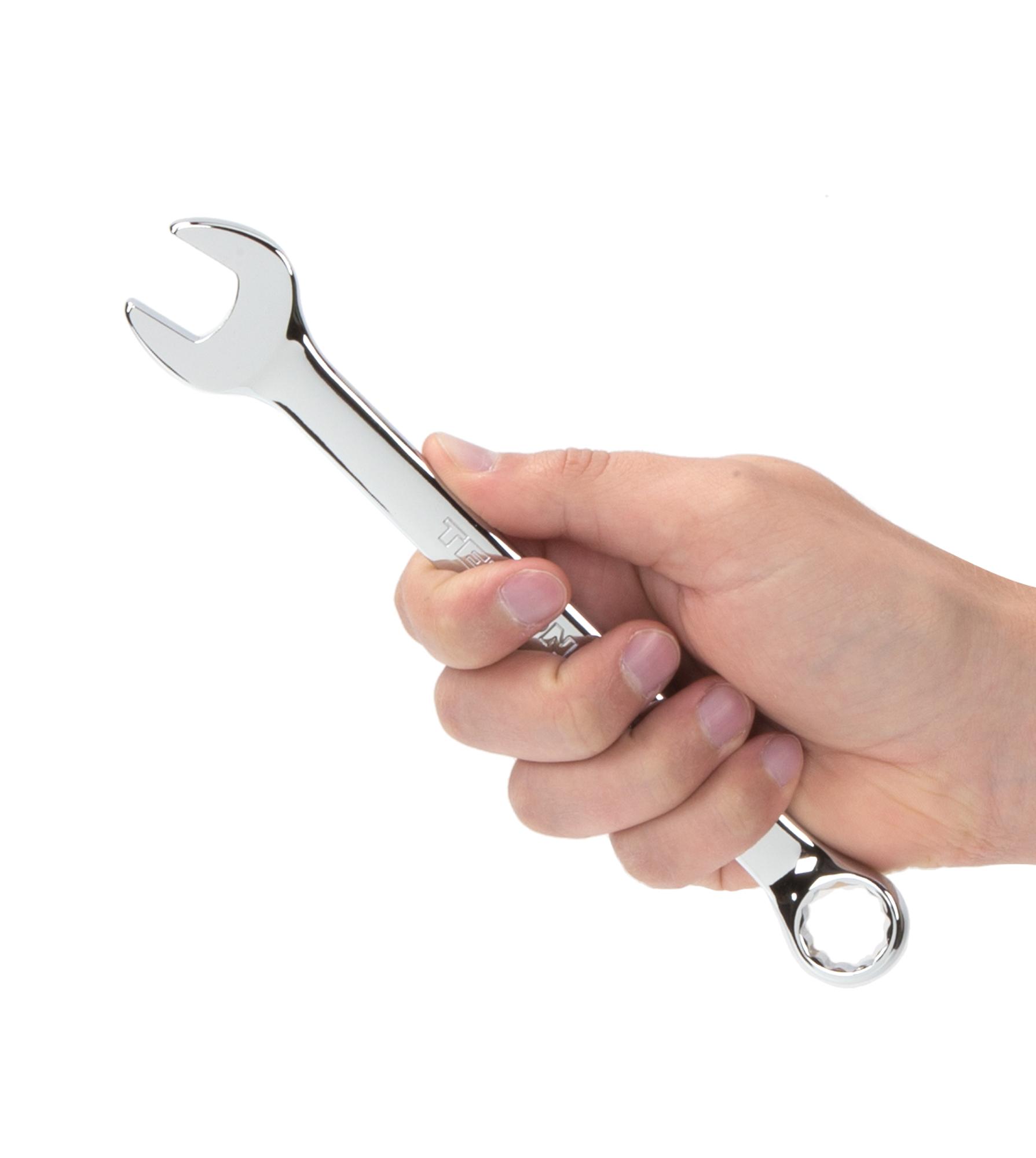 Person holding Tekton combination wrench. Item #18259