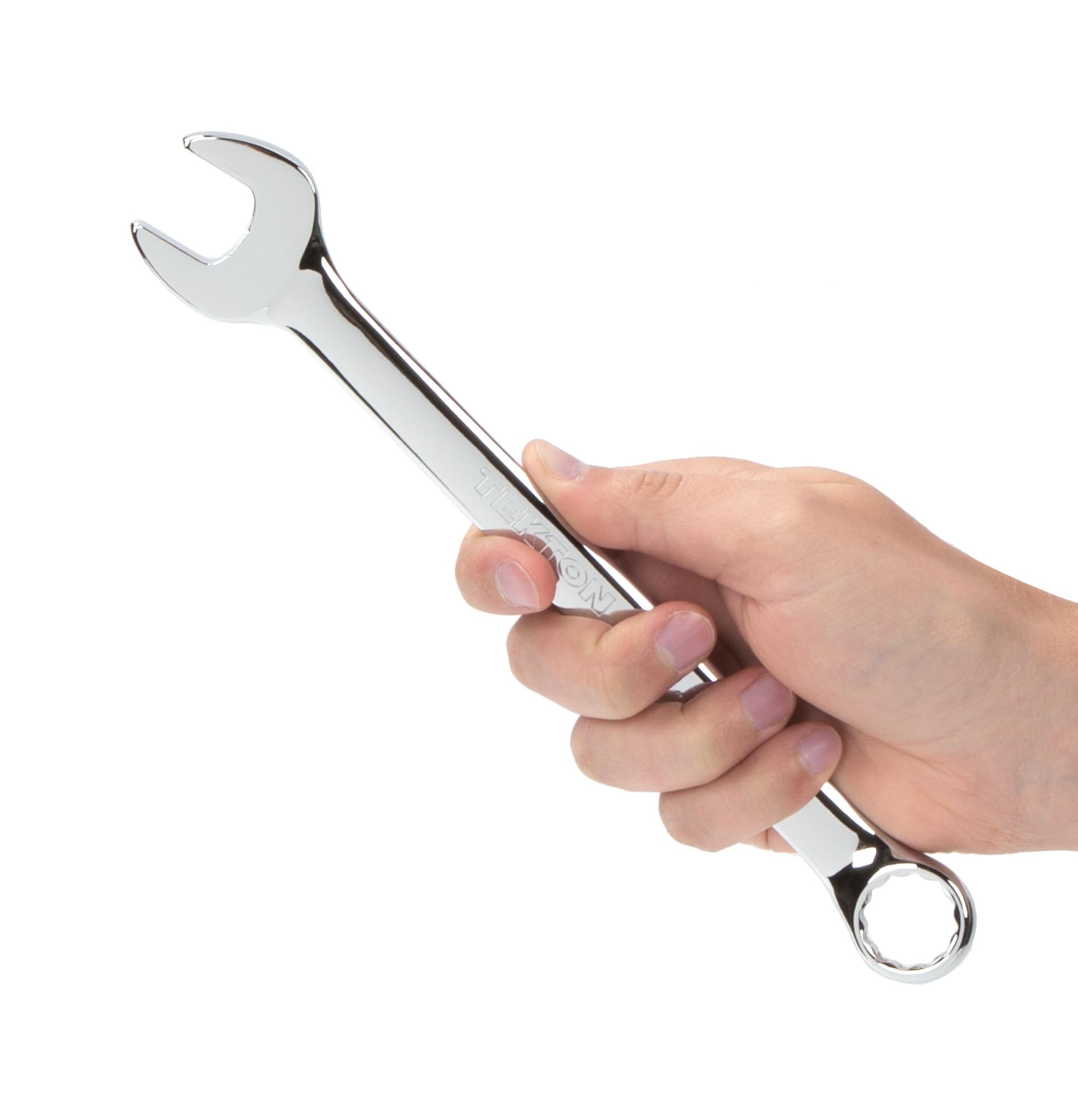 Person holding Tekton combination wrench. Item #18262