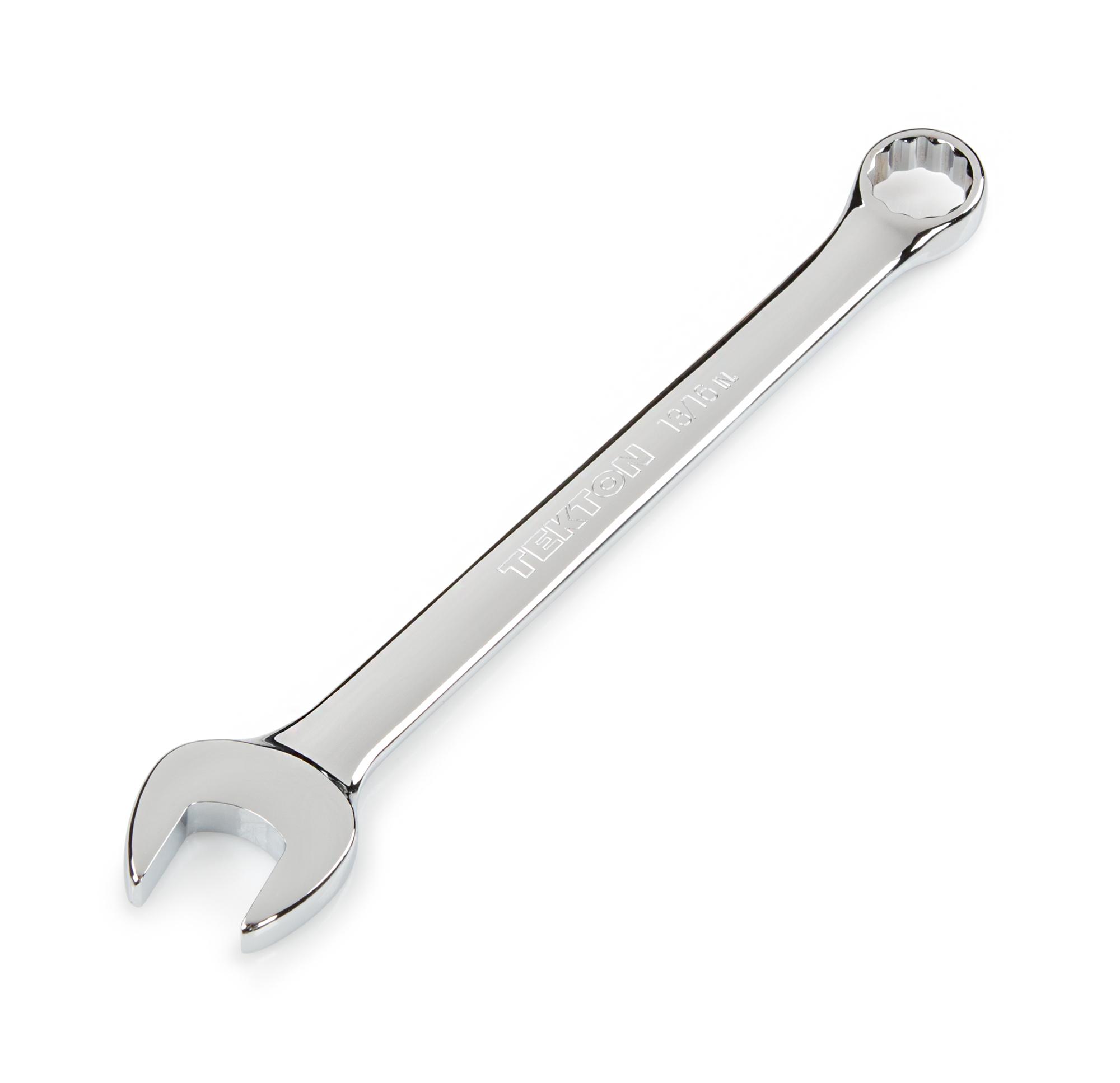 Front-right angle view of Tekton combination wrench. Item #18263