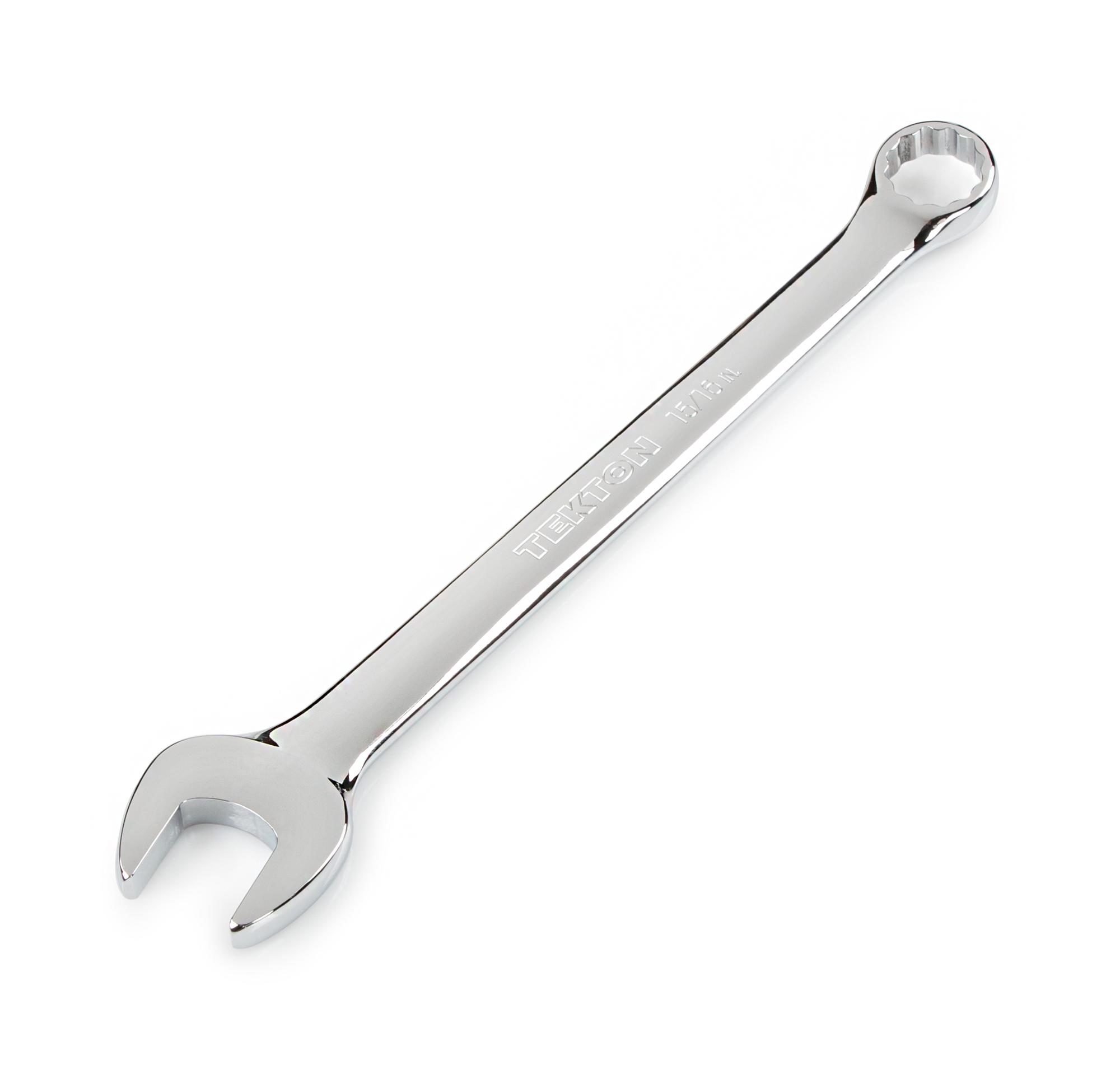 Front-right angle view of Tekton combination wrench. Item #18265
