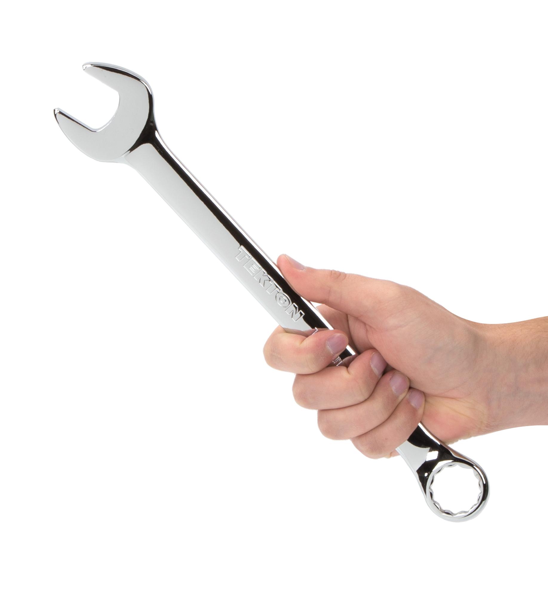 Person holding Tekton combination wrench. Item #18265