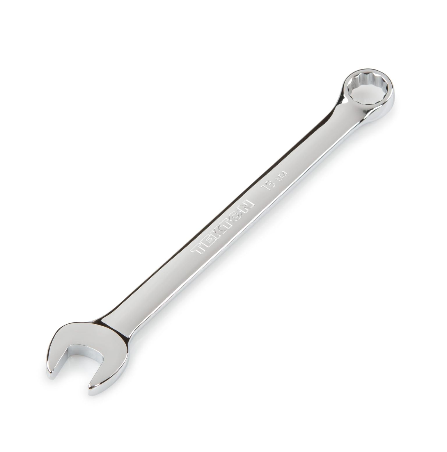 Front-right angle view of Tekton 13 millimeter combination wrench. Item #18283