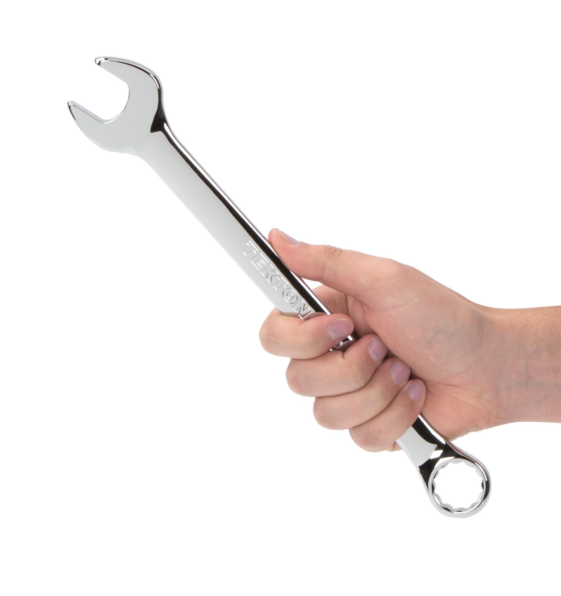 Person holding Tekton combination wrench. Item #18288
