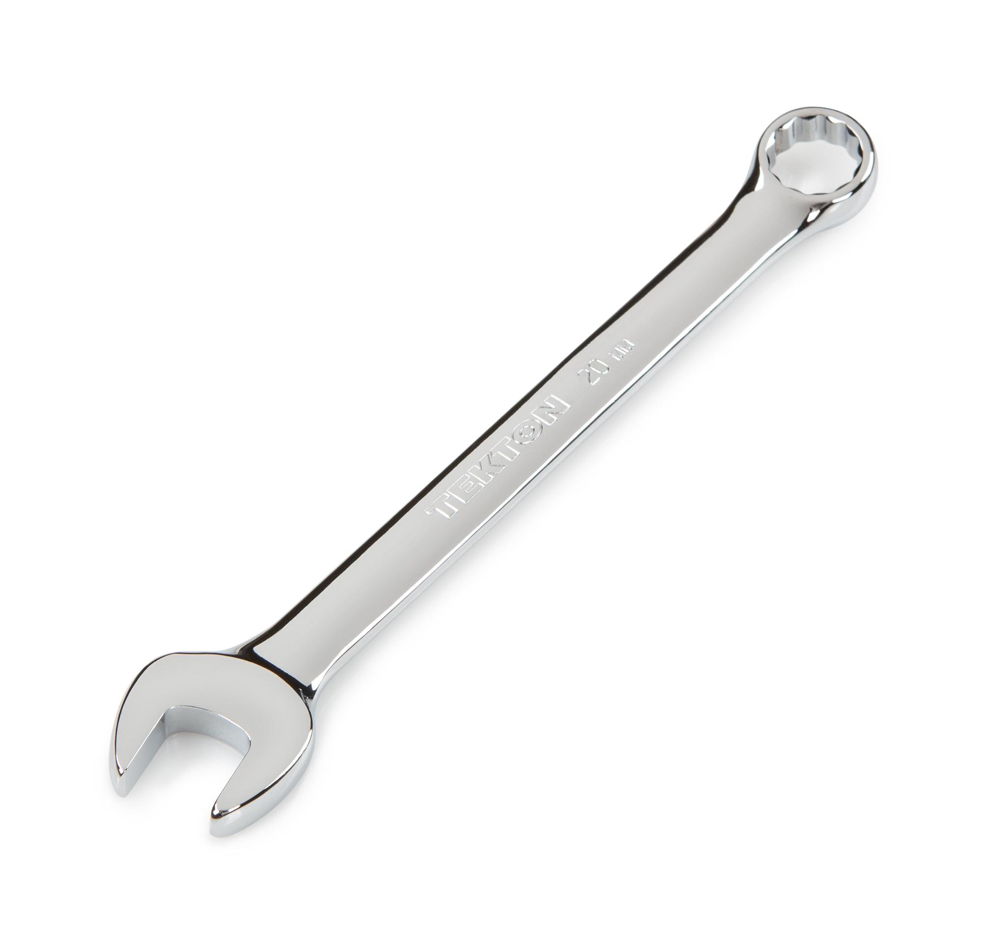 Front-right angle view of Tekton combination wrench. Item #18291